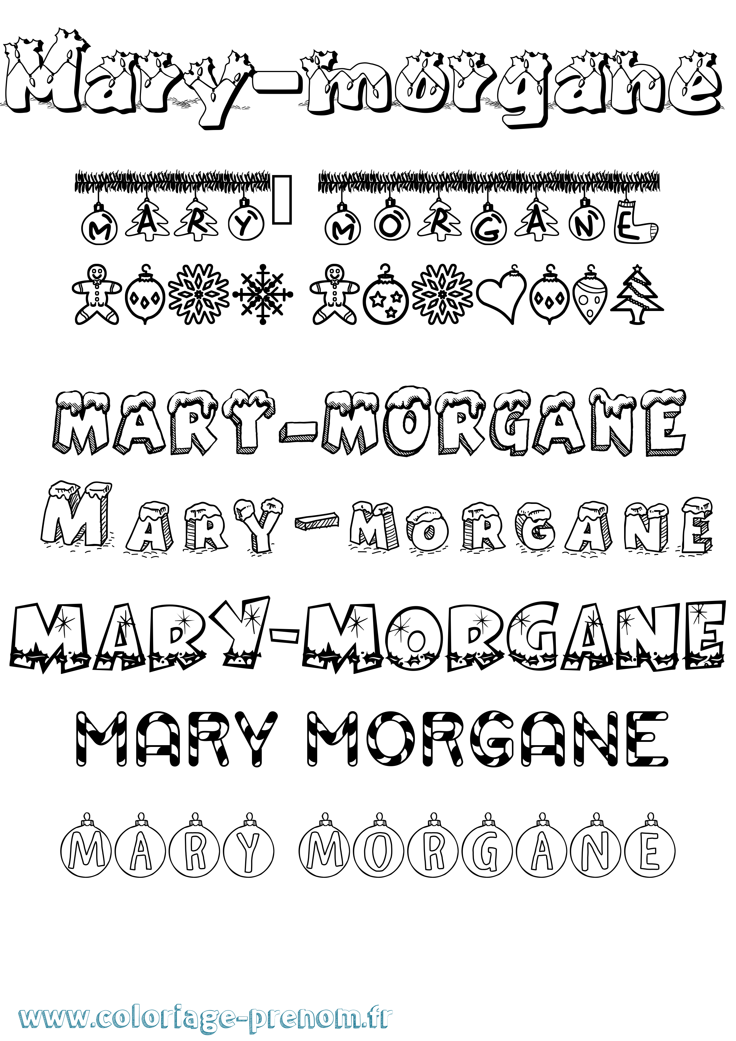 Coloriage Mary-Morgane Noël Coloriage prénom Mary-Morgane Noël