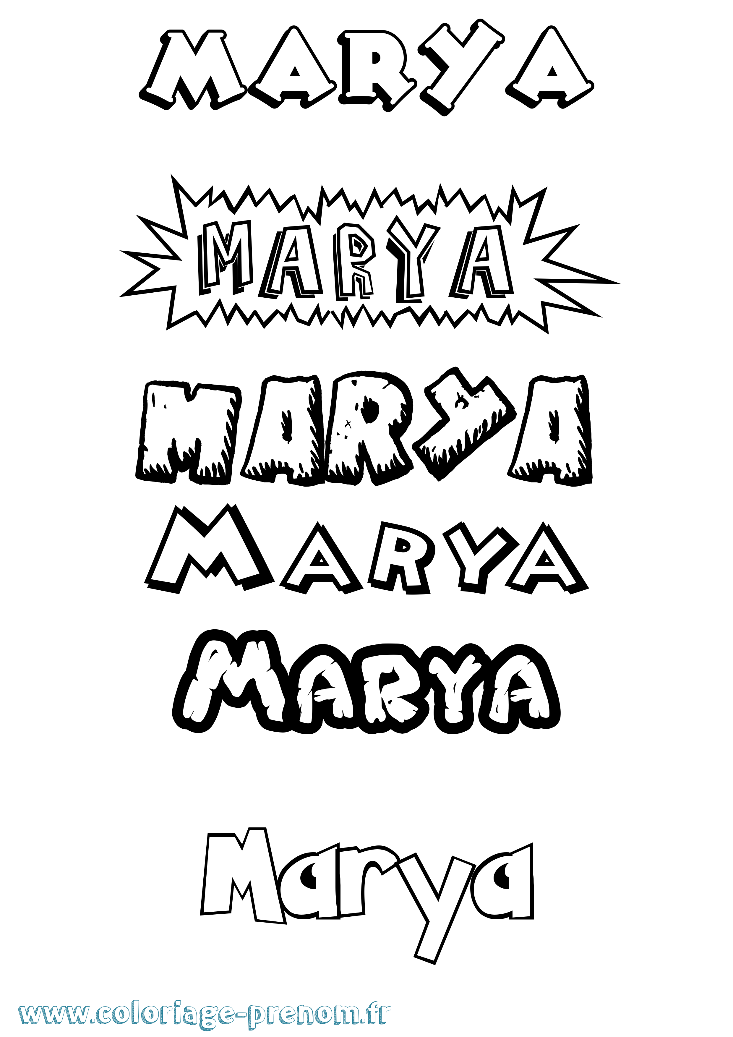 Coloriage Marya Dessin Animé Coloriage prénom Marya Dessin Animé