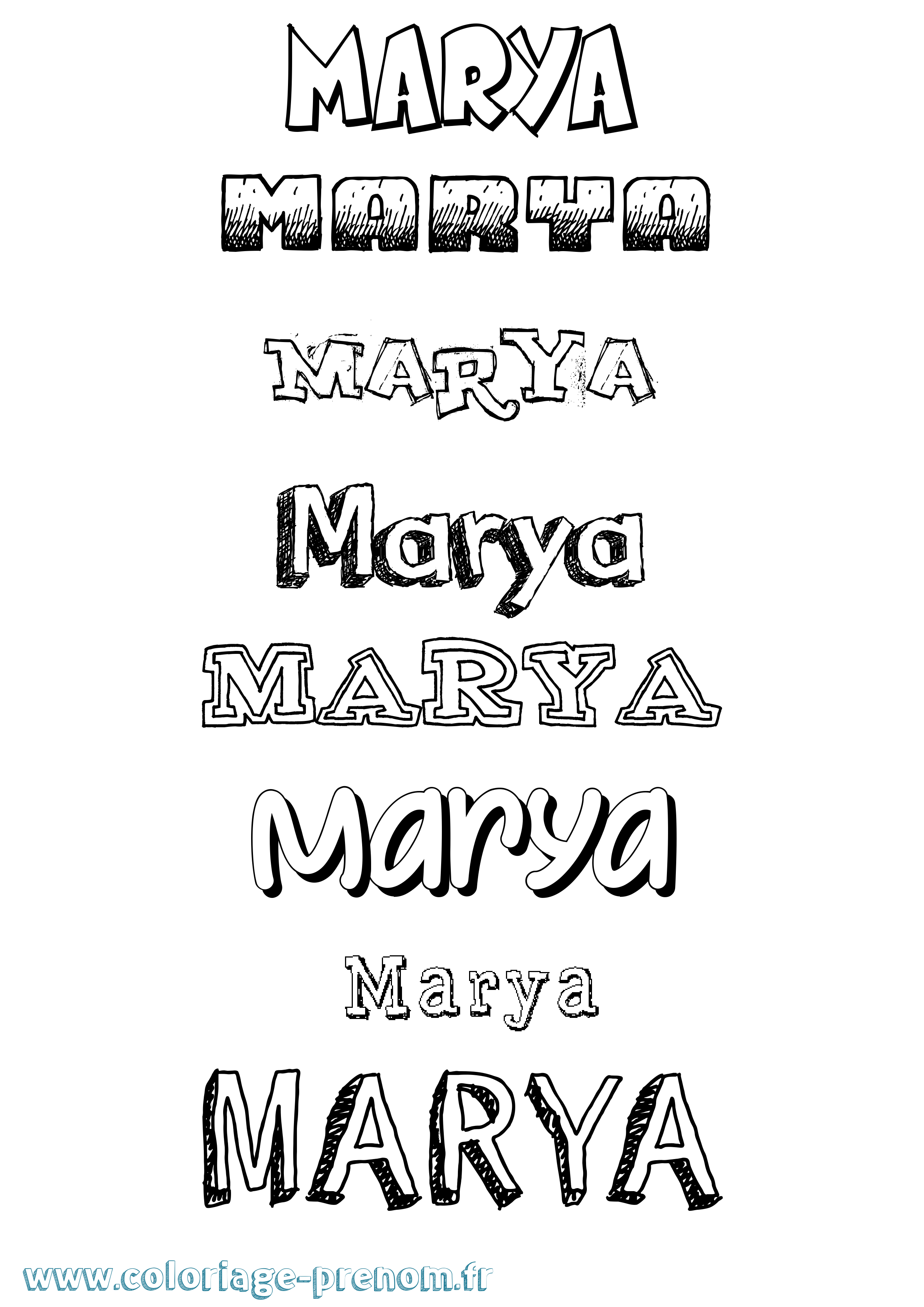 Coloriage Marya Dessiné Coloriage prénom Marya Dessiné