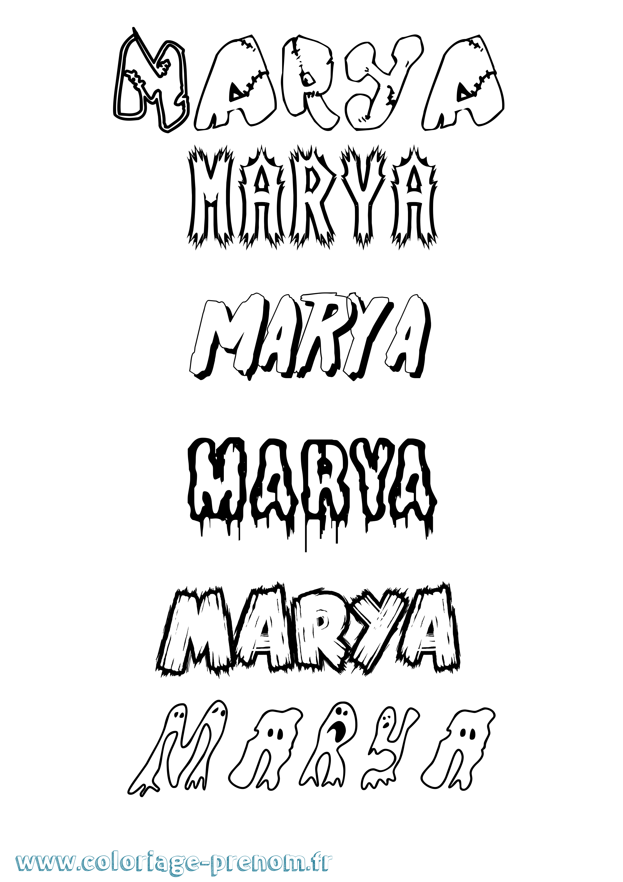 Coloriage Marya Frisson Coloriage prénom Marya Frisson