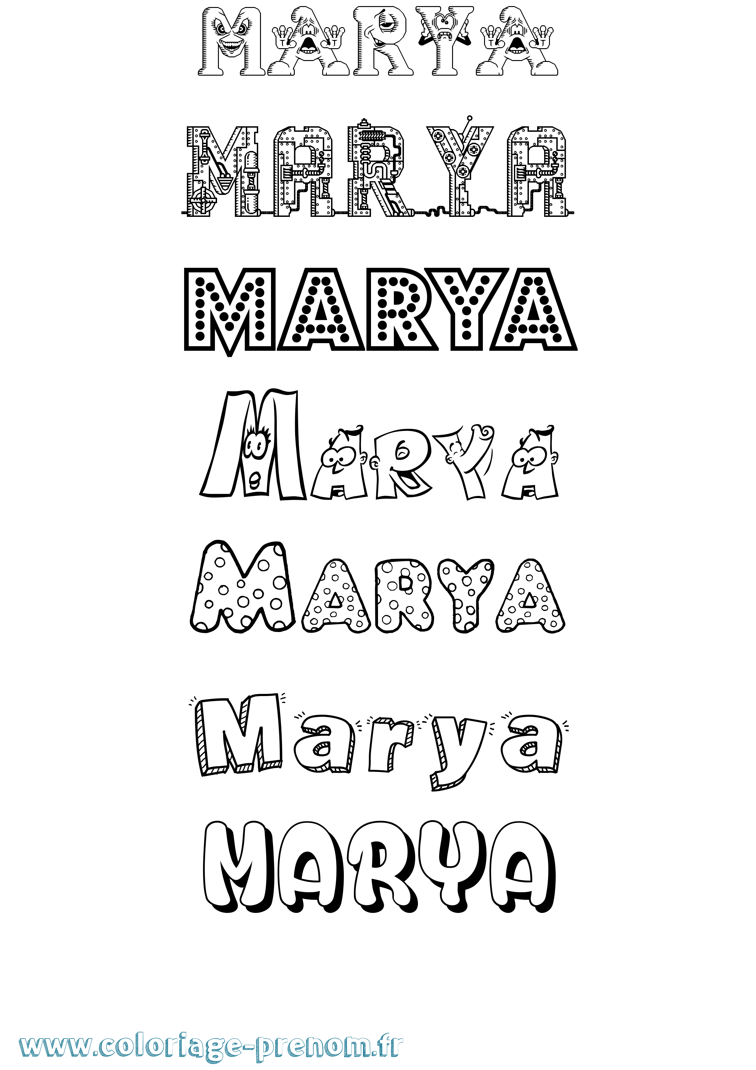 Coloriage Marya Fun Coloriage prénom Marya Fun