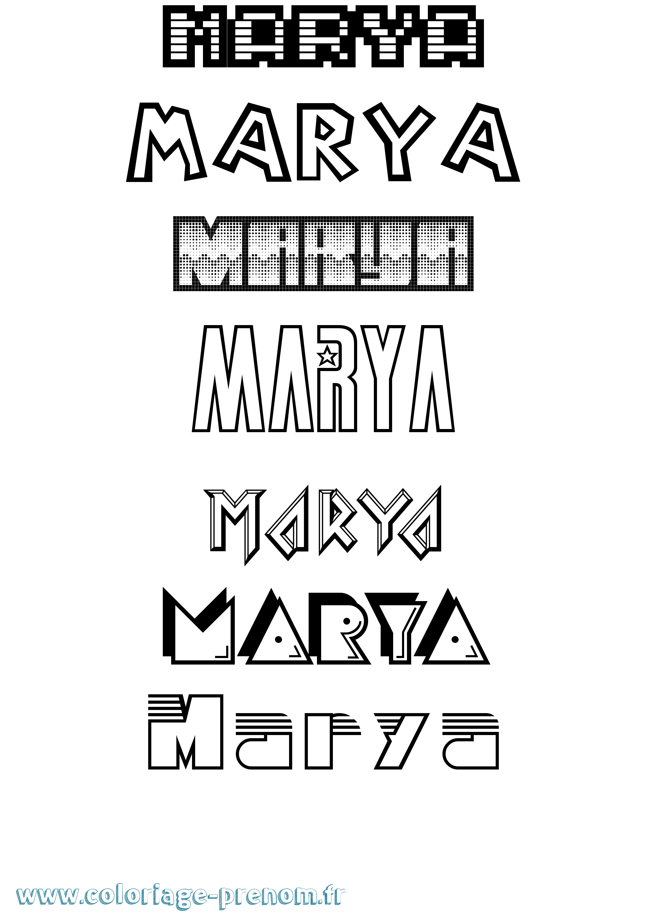 Coloriage Marya Jeux Vidéos Coloriage prénom Marya Jeux Vidéos