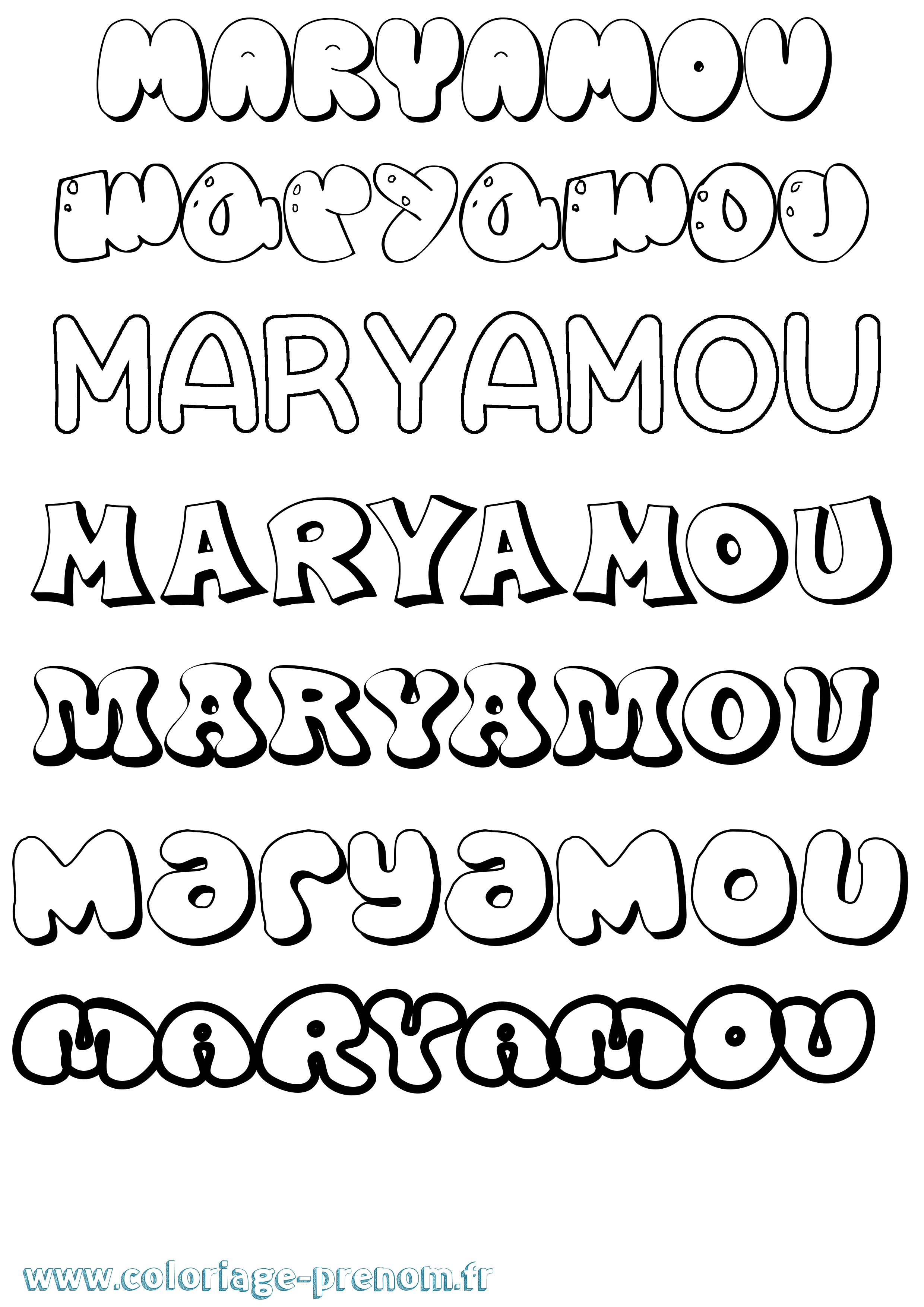 Coloriage Maryamou Bubble Coloriage prénom Maryamou Bubble