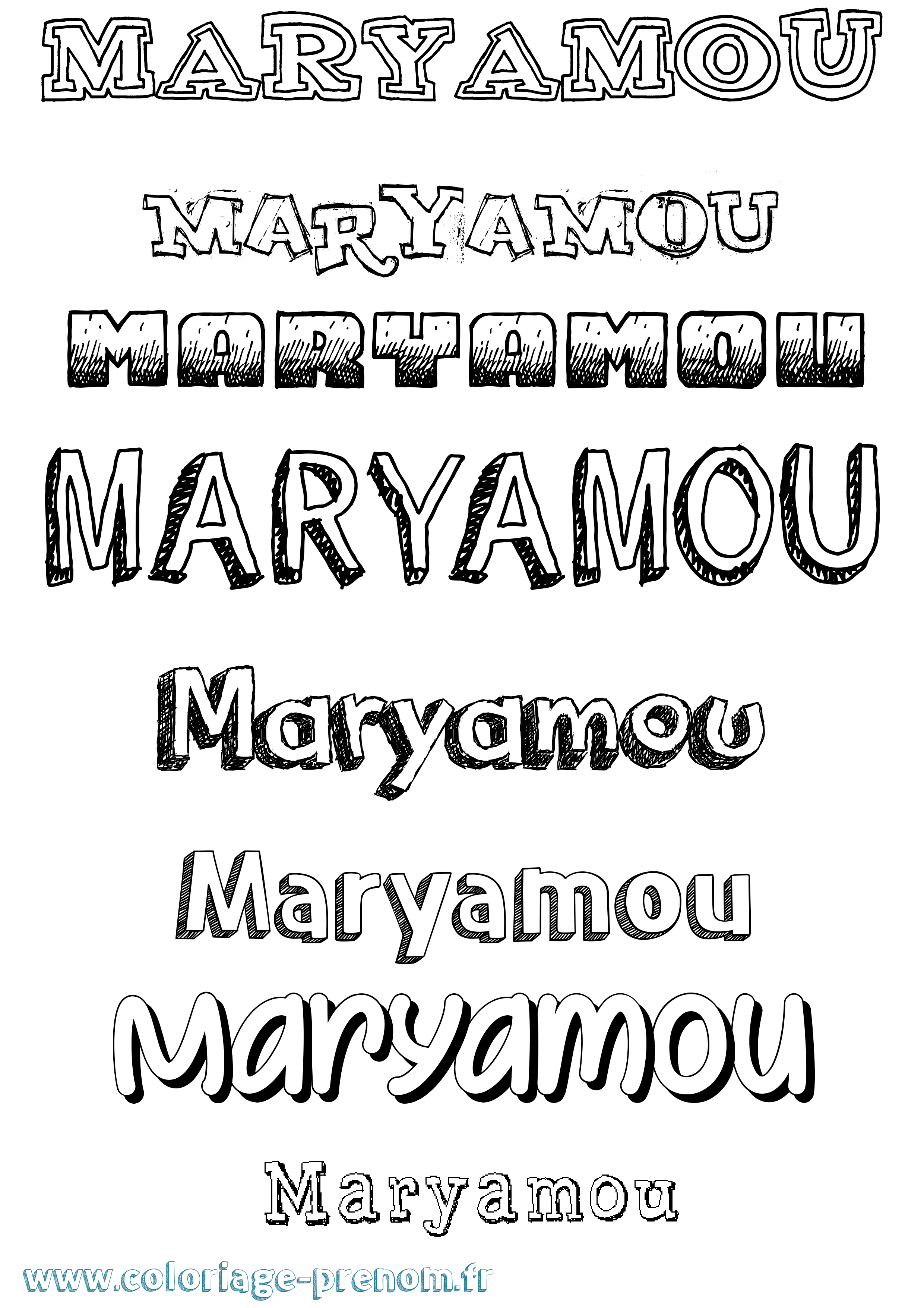 Coloriage Maryamou Dessiné Coloriage prénom Maryamou Dessiné