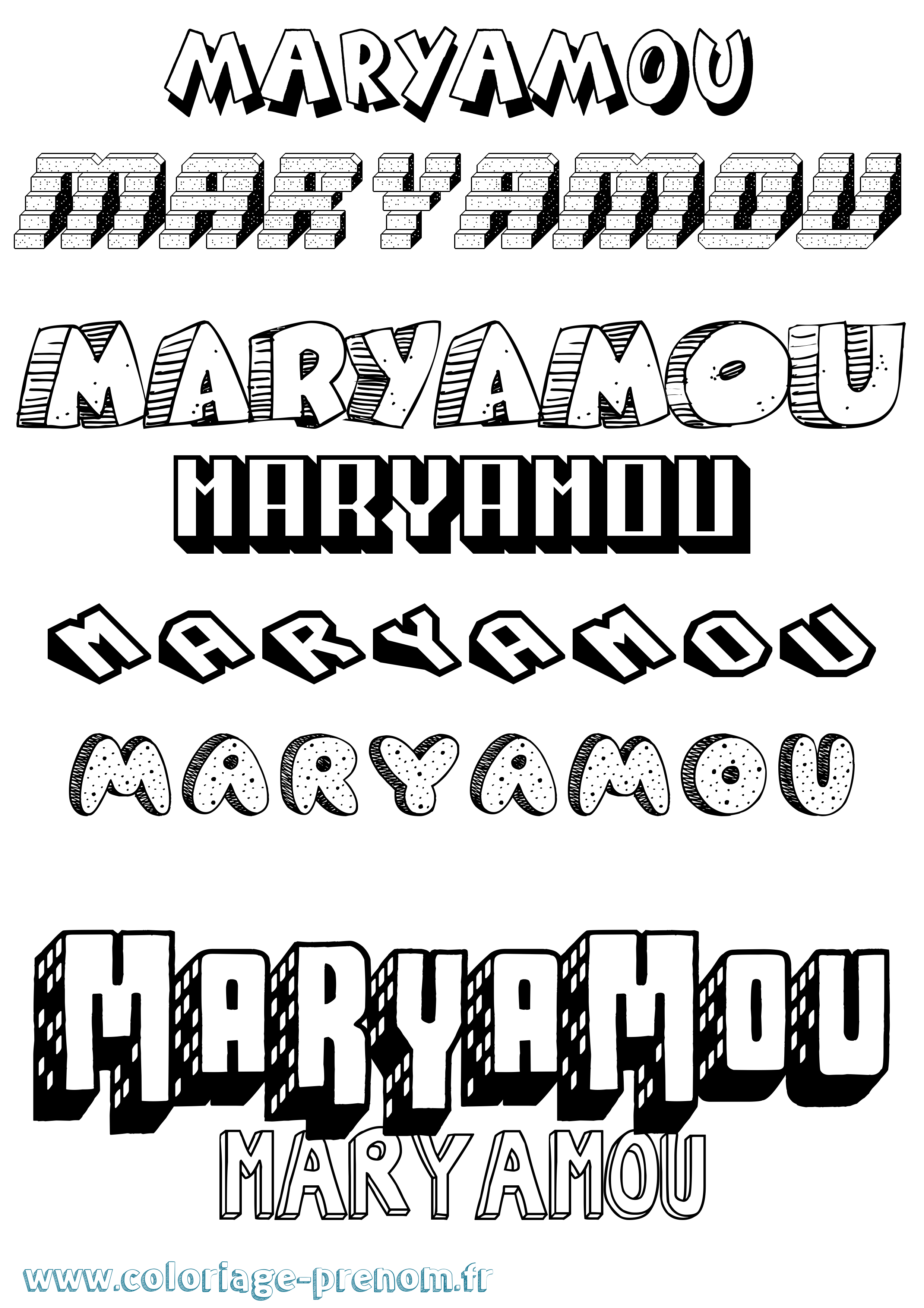 Coloriage Maryamou Effet 3D Coloriage prénom Maryamou Effet 3D