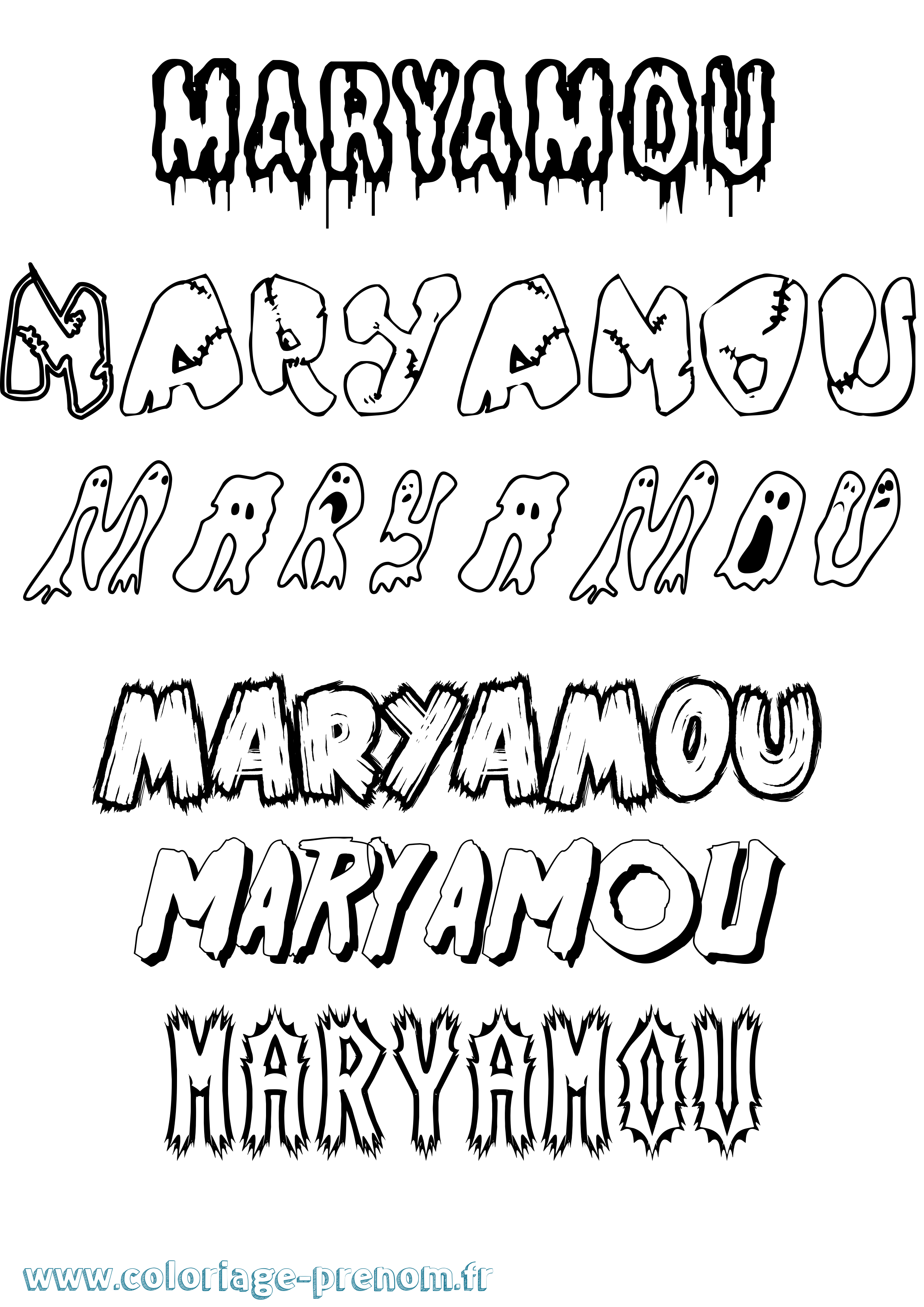 Coloriage Maryamou Frisson Coloriage prénom Maryamou Frisson