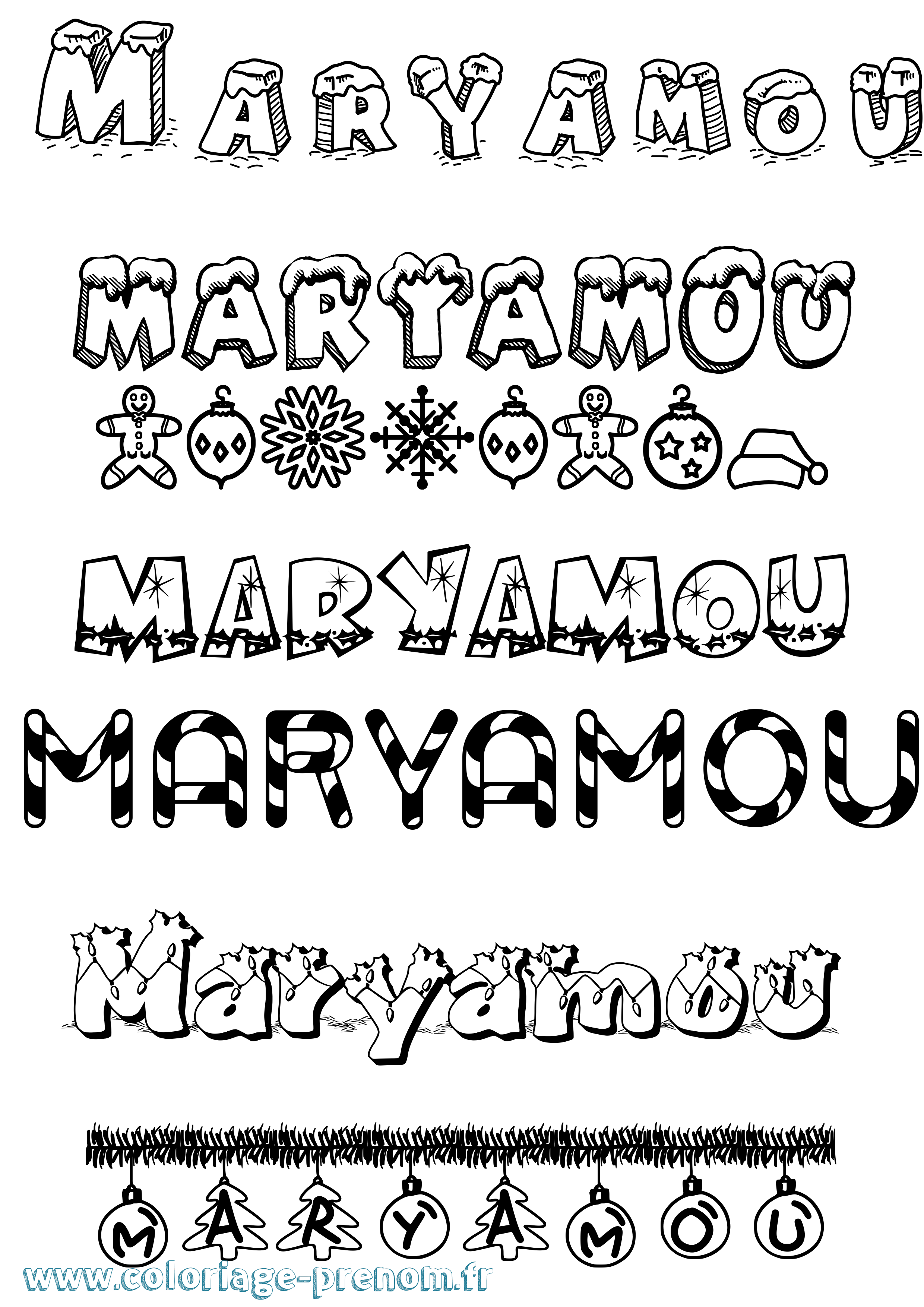 Coloriage Maryamou Noël Coloriage prénom Maryamou Noël