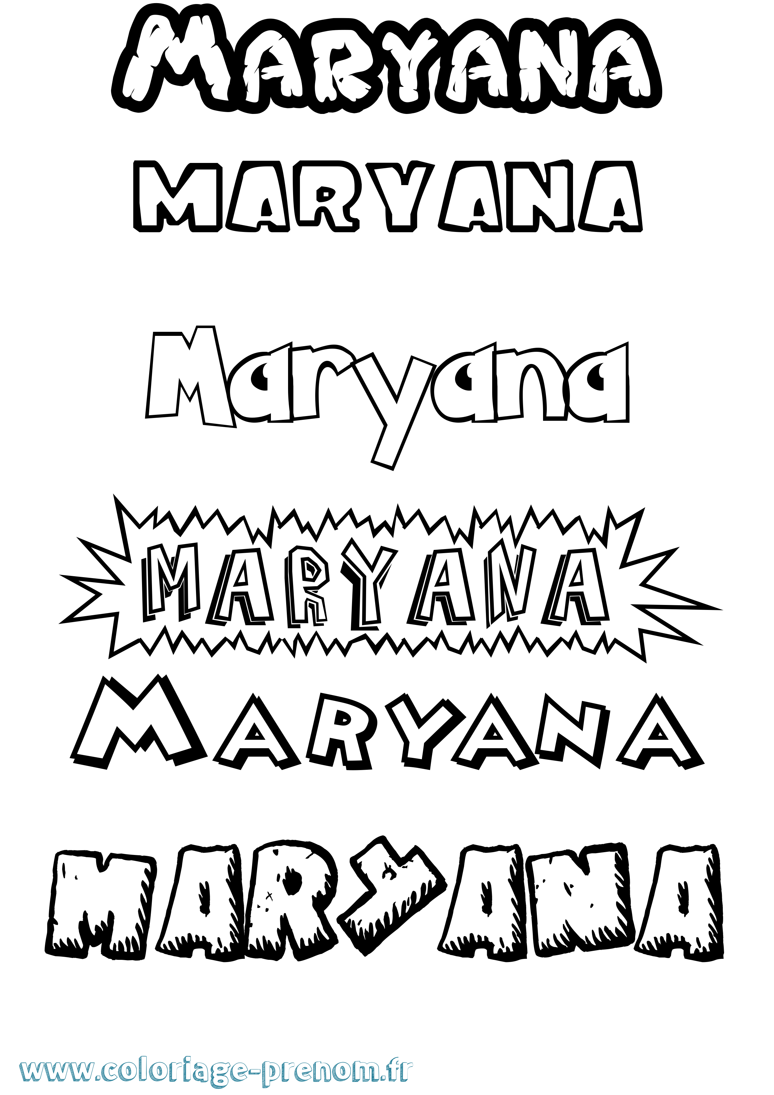 Coloriage Maryana Dessin Animé Coloriage prénom Maryana Dessin Animé