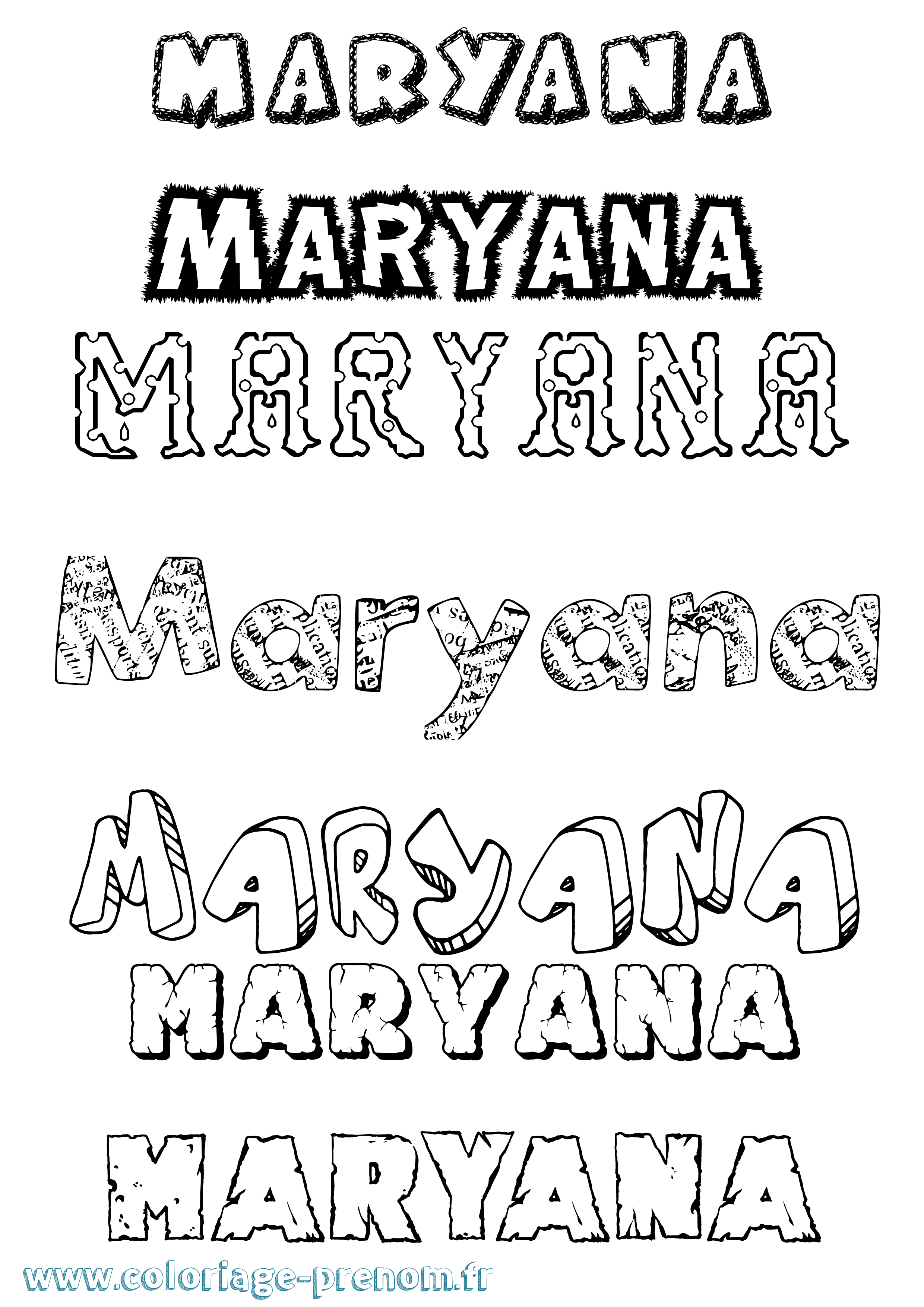 Coloriage Maryana Destructuré Coloriage prénom Maryana Destructuré