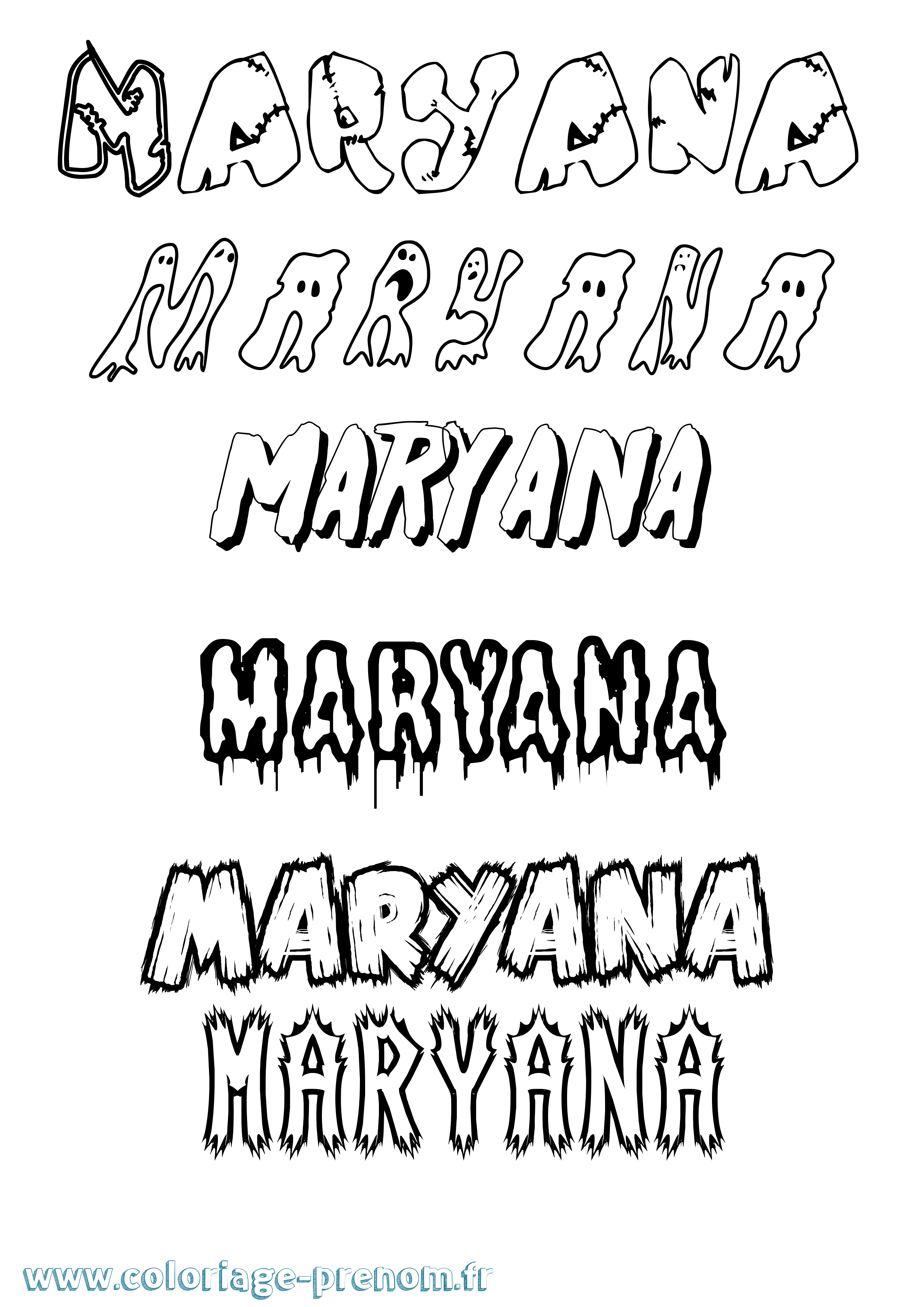 Coloriage Maryana Frisson Coloriage prénom Maryana Frisson