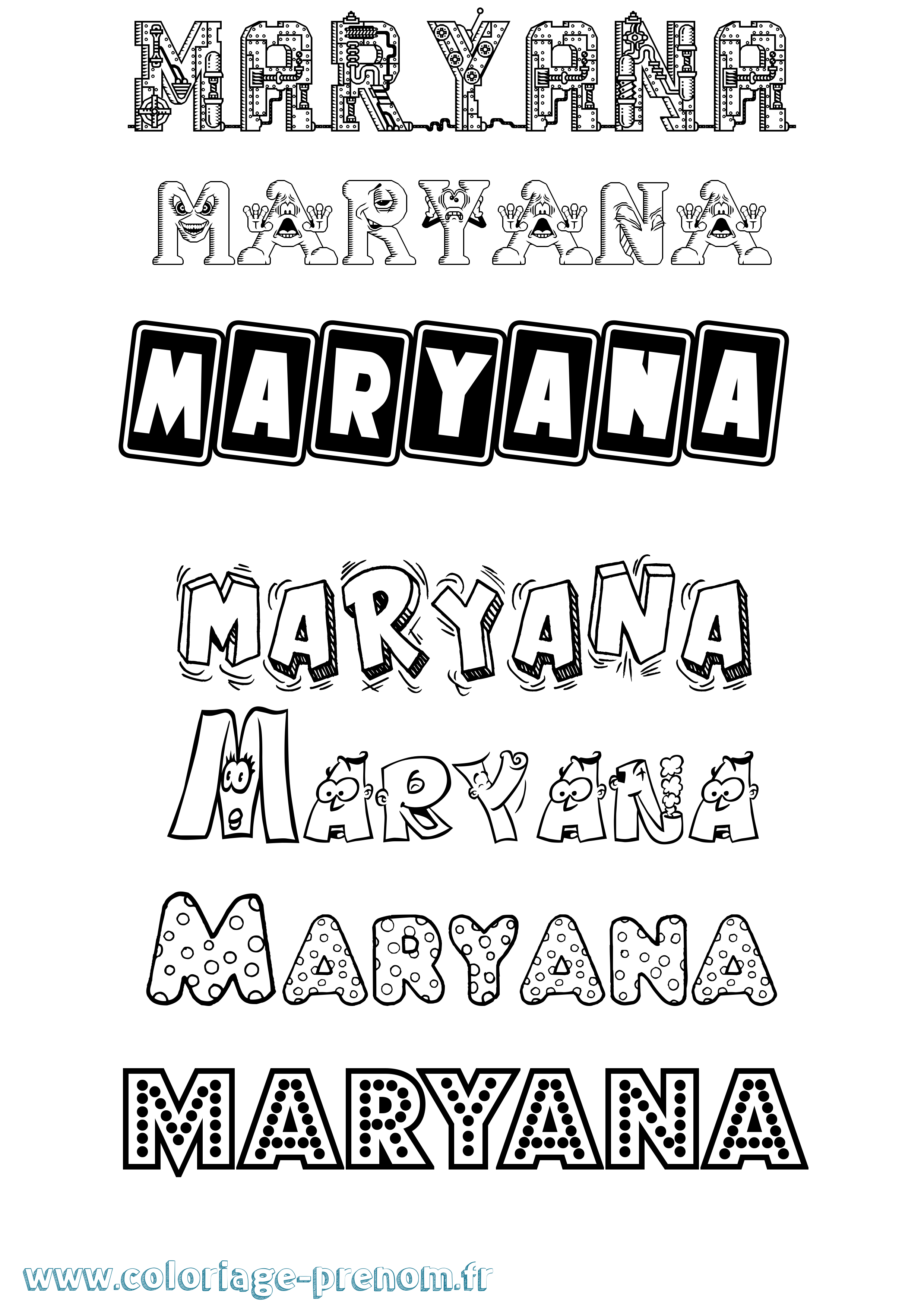 Coloriage Maryana Fun Coloriage prénom Maryana Fun