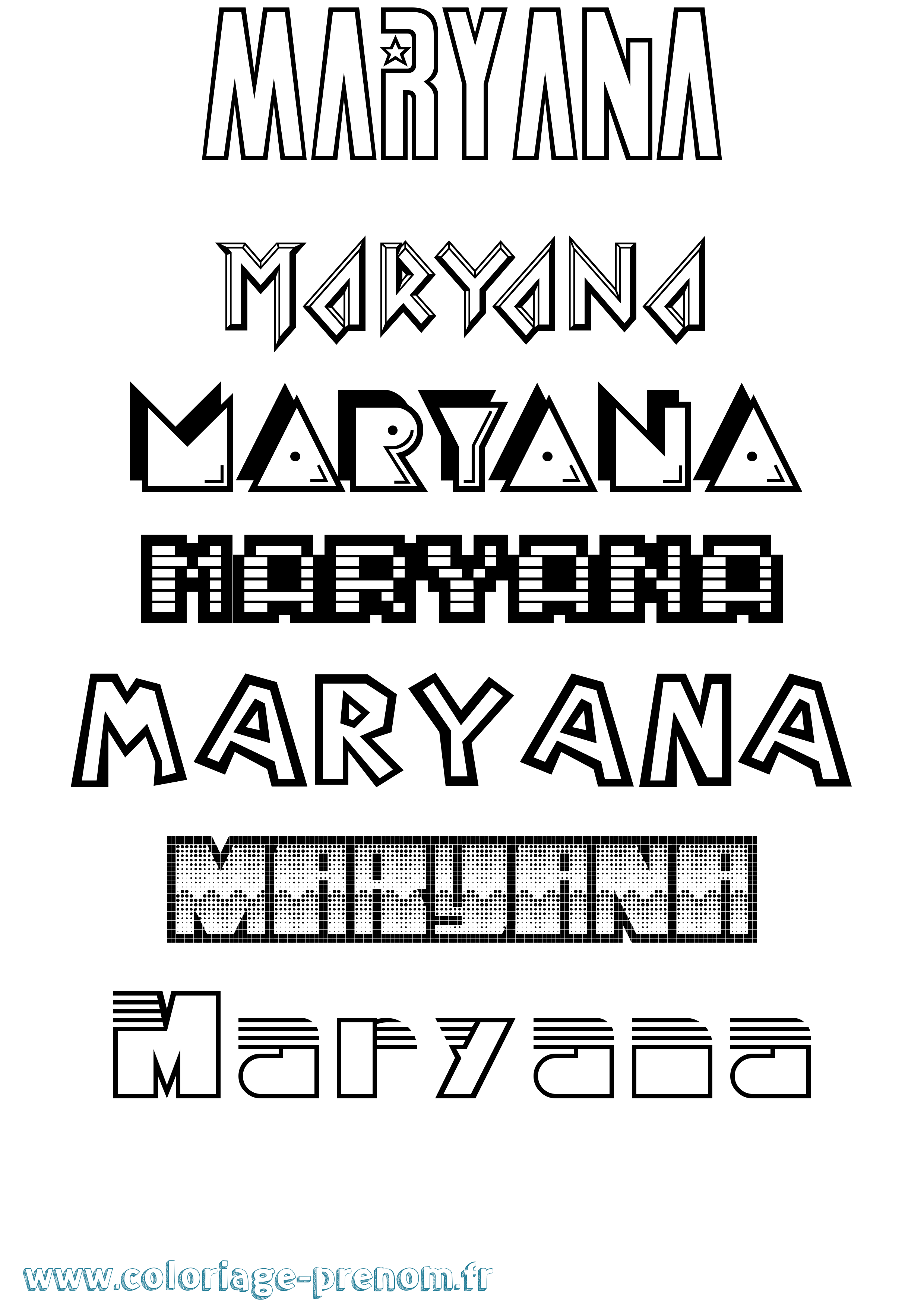 Coloriage Maryana Jeux Vidéos Coloriage prénom Maryana Jeux Vidéos