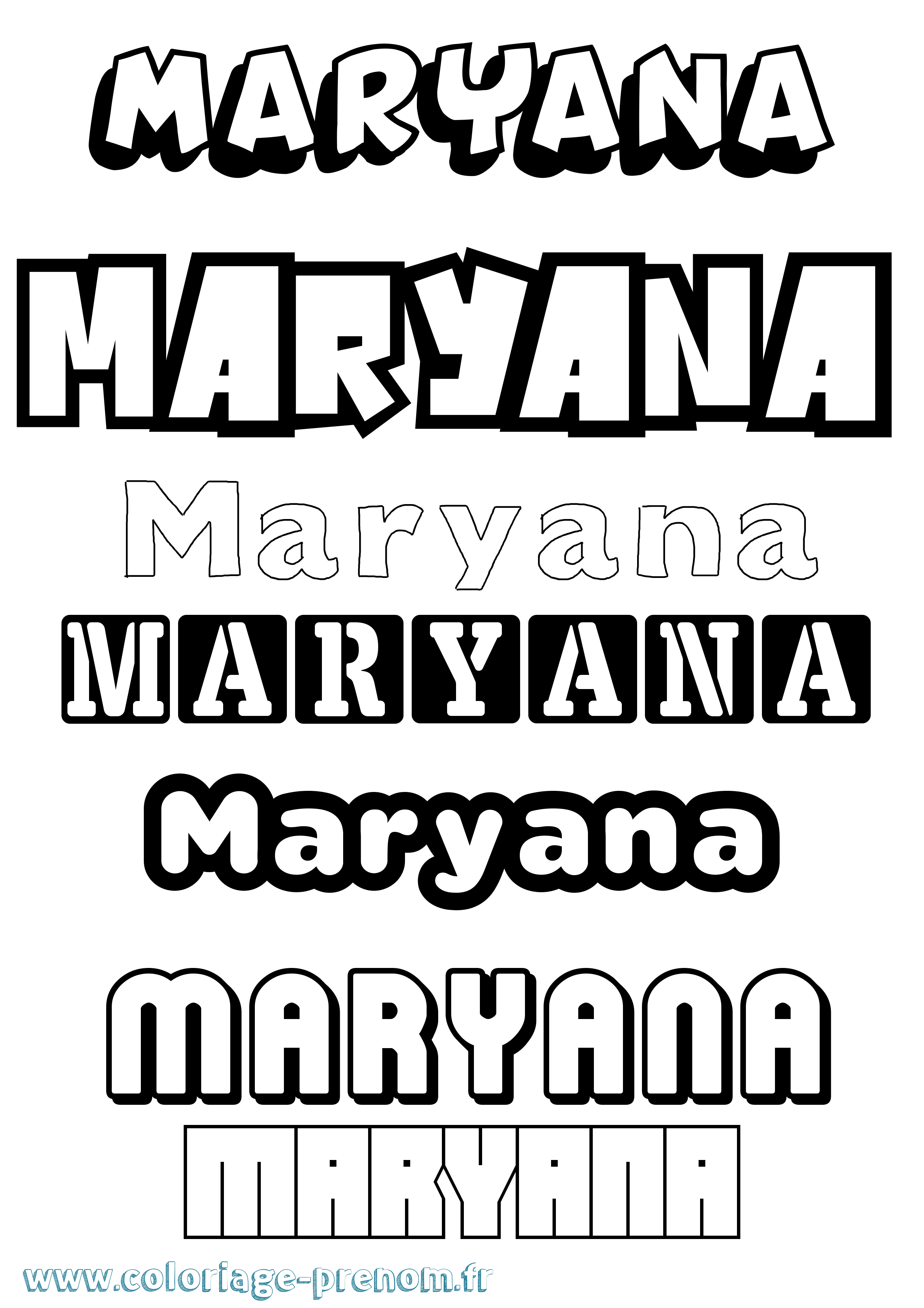 Coloriage Maryana Simple Coloriage prénom Maryana Simple