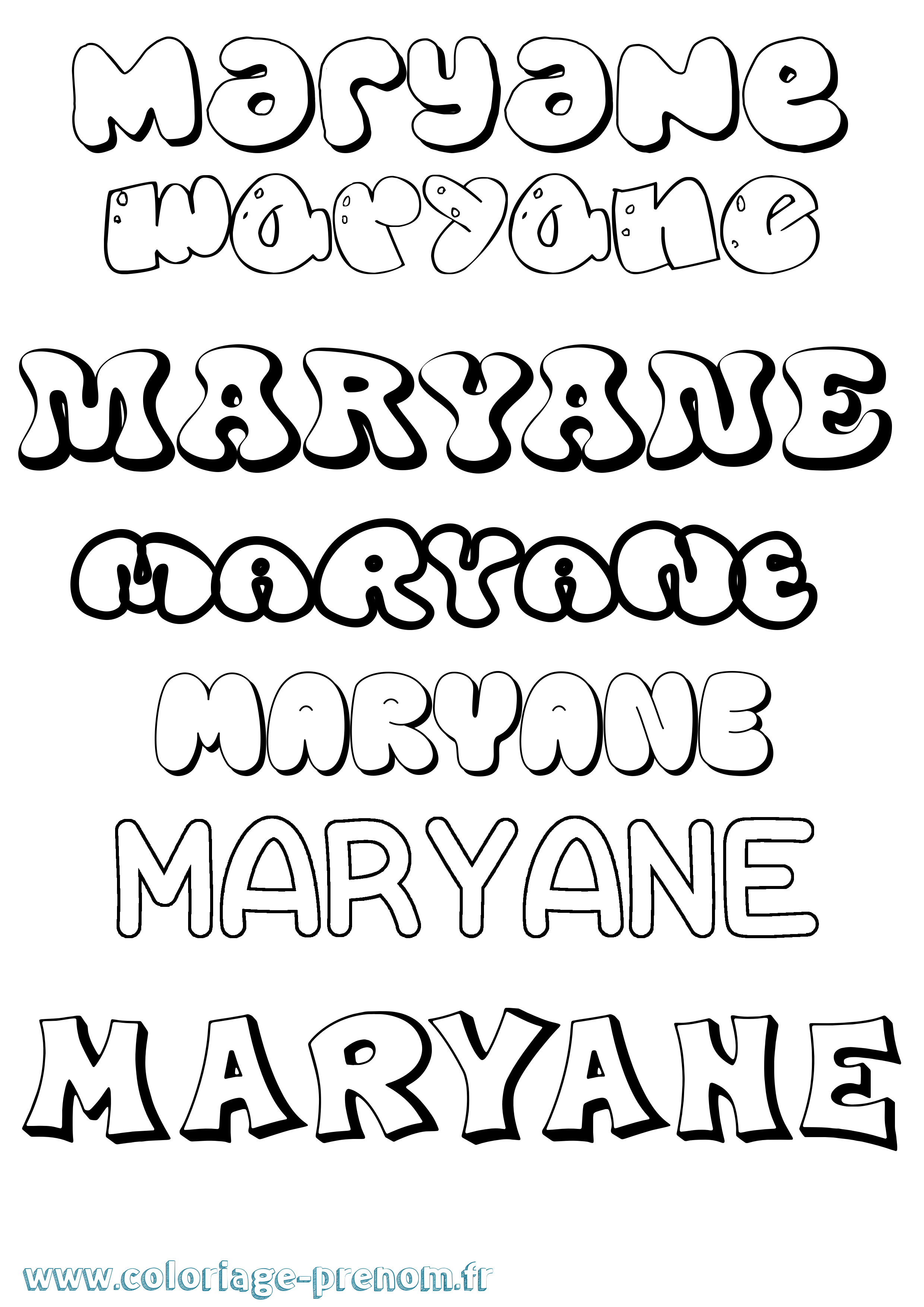 Coloriage Maryane Bubble Coloriage prénom Maryane Bubble