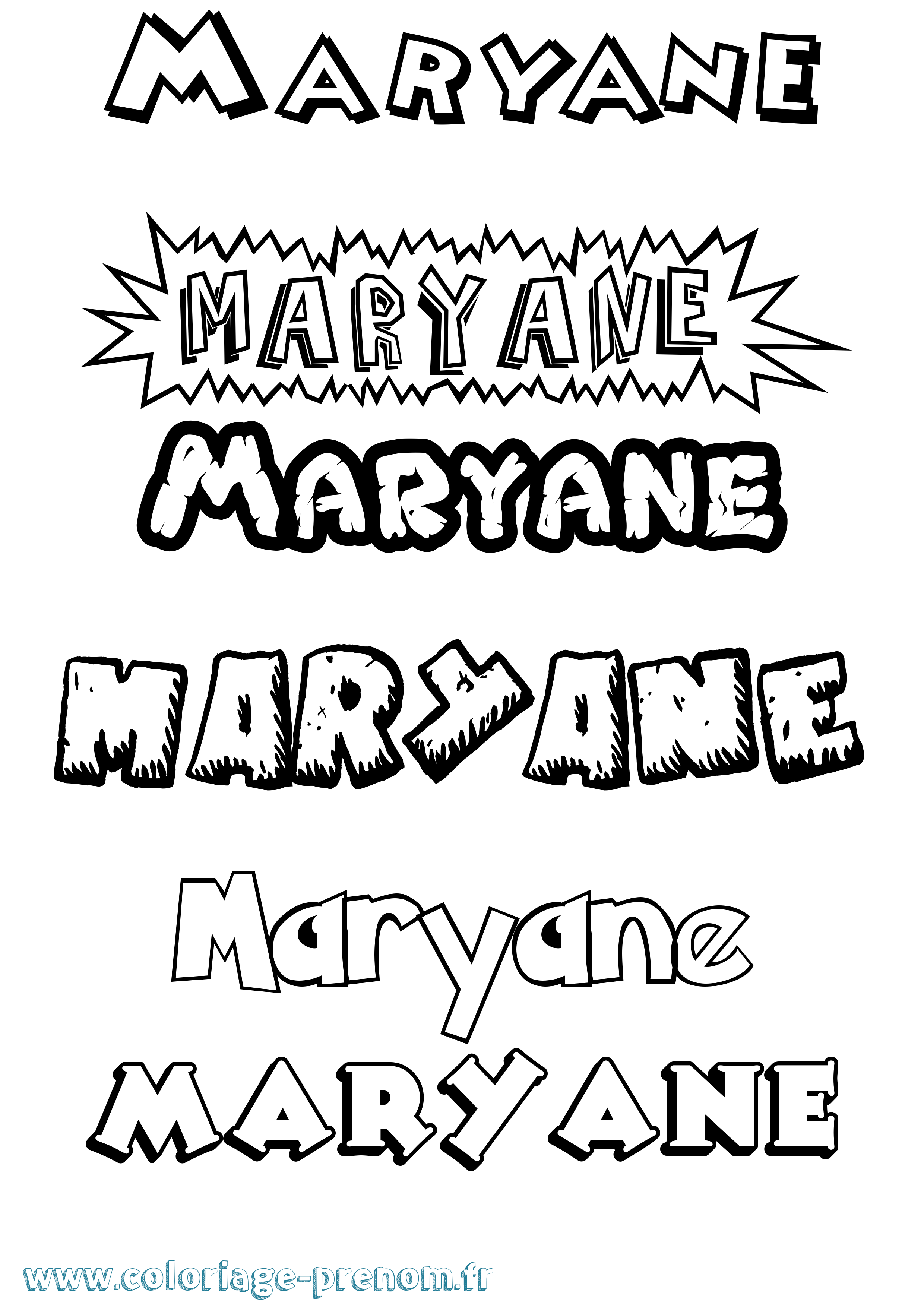 Coloriage Maryane Dessin Animé Coloriage prénom Maryane Dessin Animé