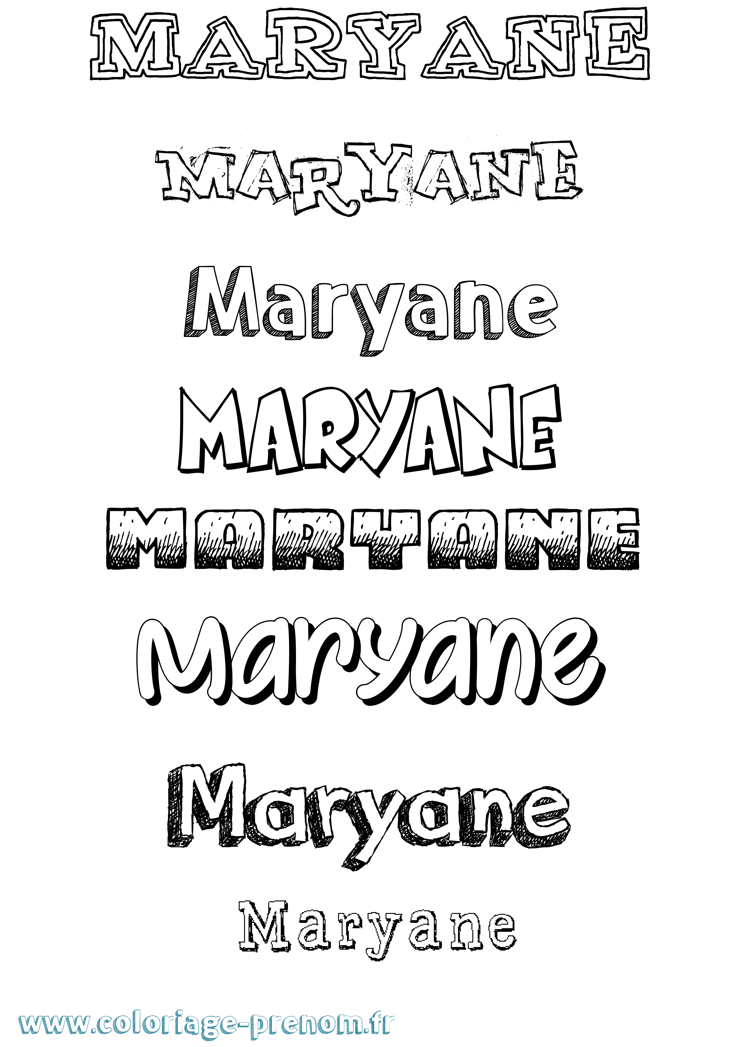 Coloriage Maryane Dessiné Coloriage prénom Maryane Dessiné