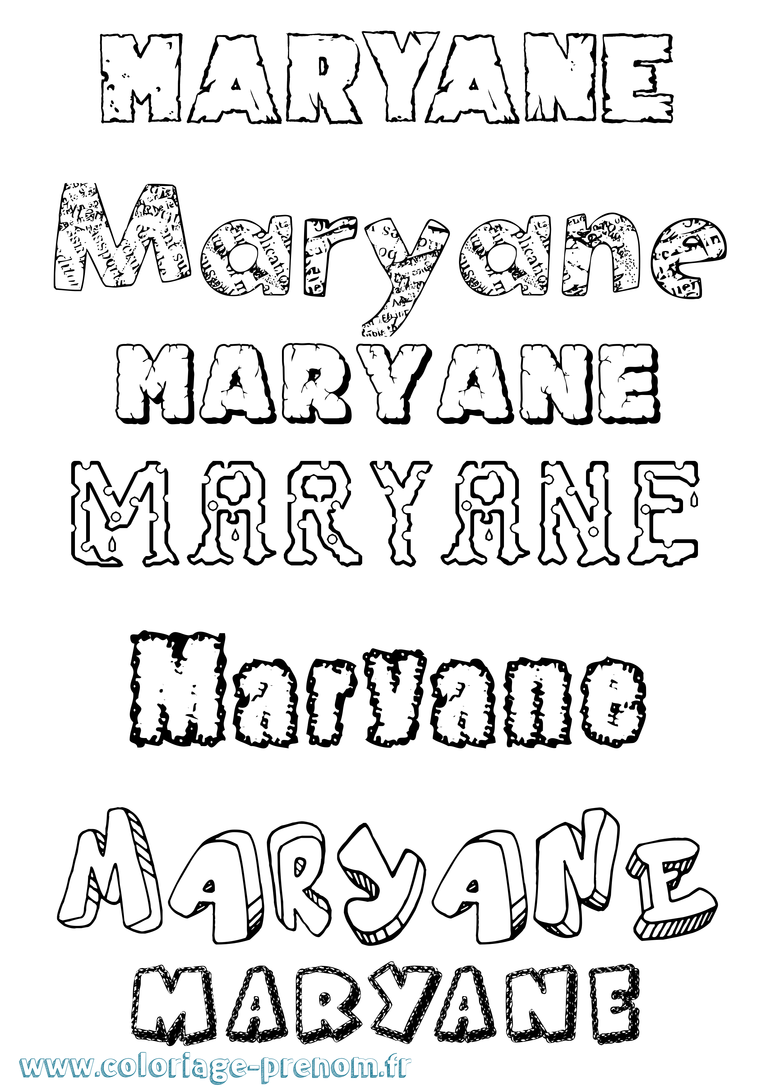 Coloriage Maryane Destructuré Coloriage prénom Maryane Destructuré