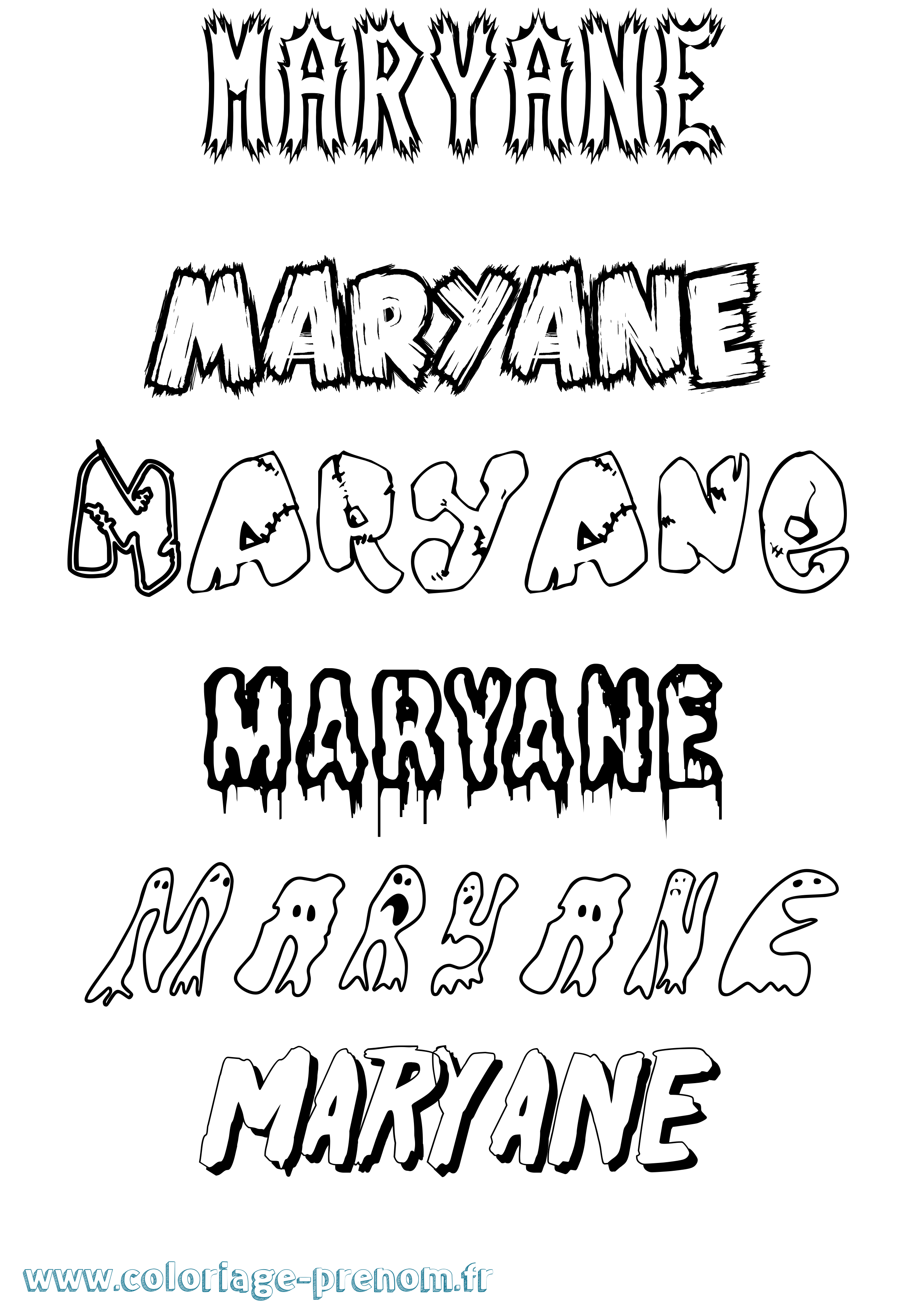 Coloriage Maryane Frisson Coloriage prénom Maryane Frisson