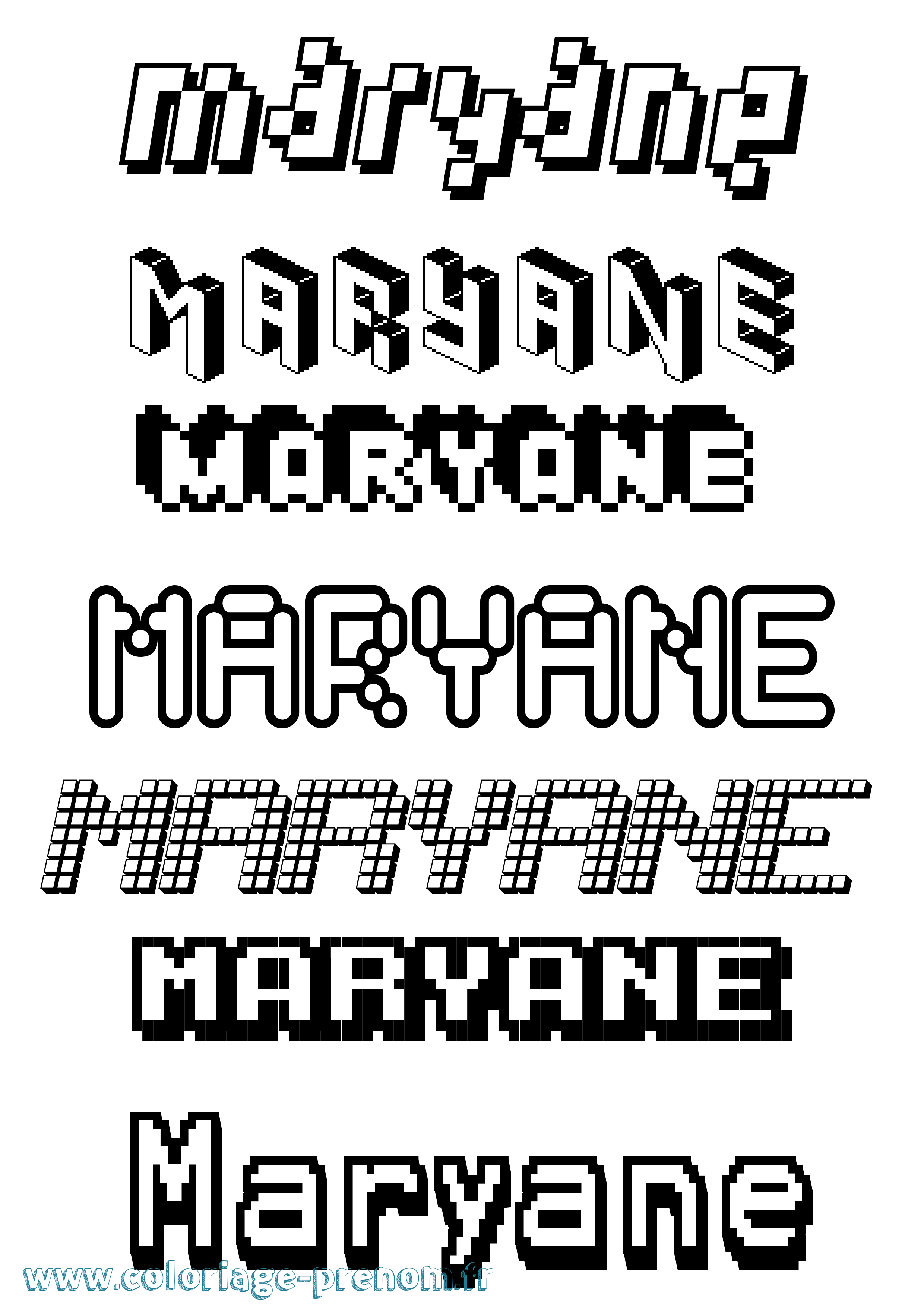 Coloriage Maryane Pixel Coloriage prénom Maryane Pixel