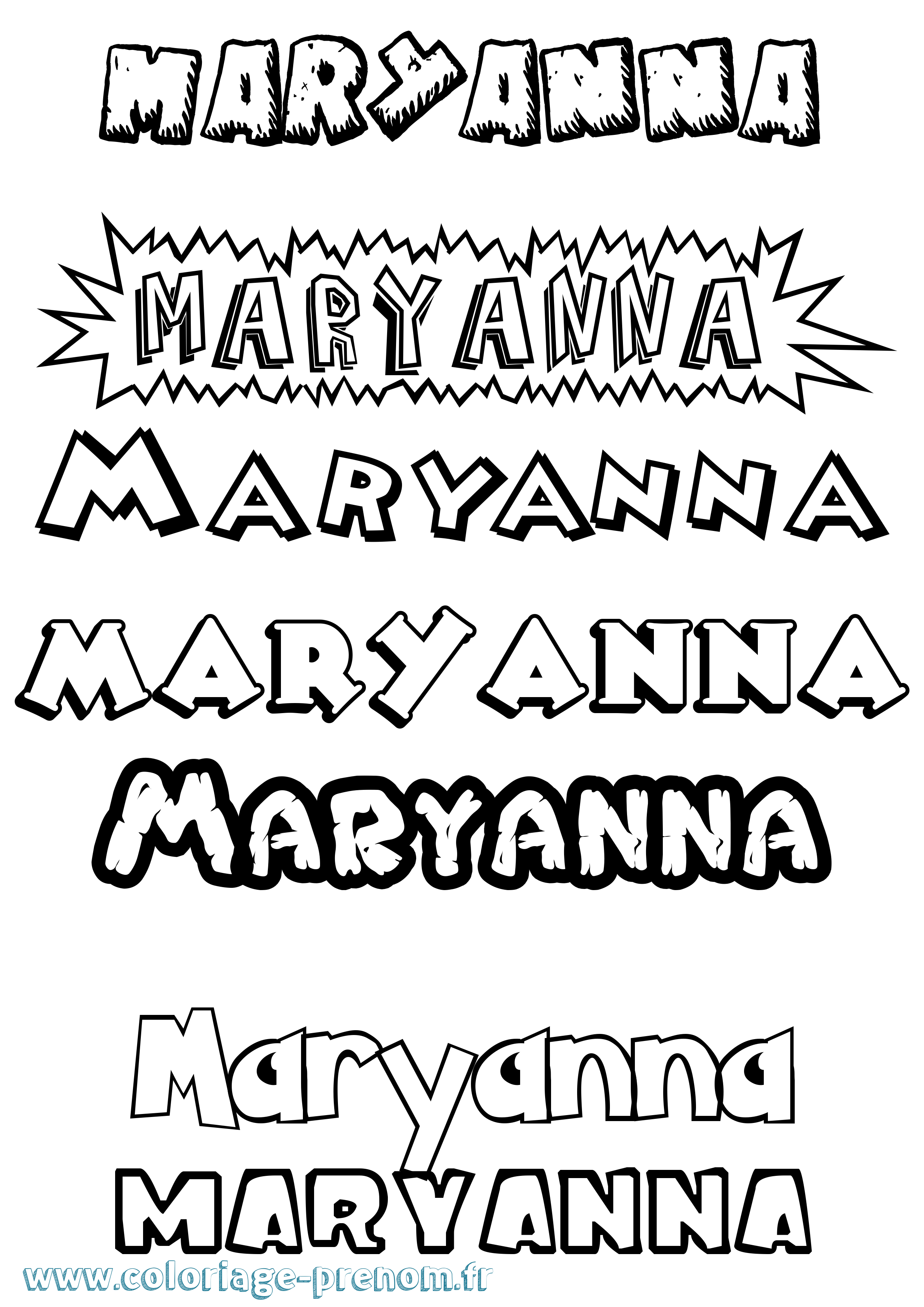 Coloriage Maryanna Dessin Animé Coloriage prénom Maryanna Dessin Animé