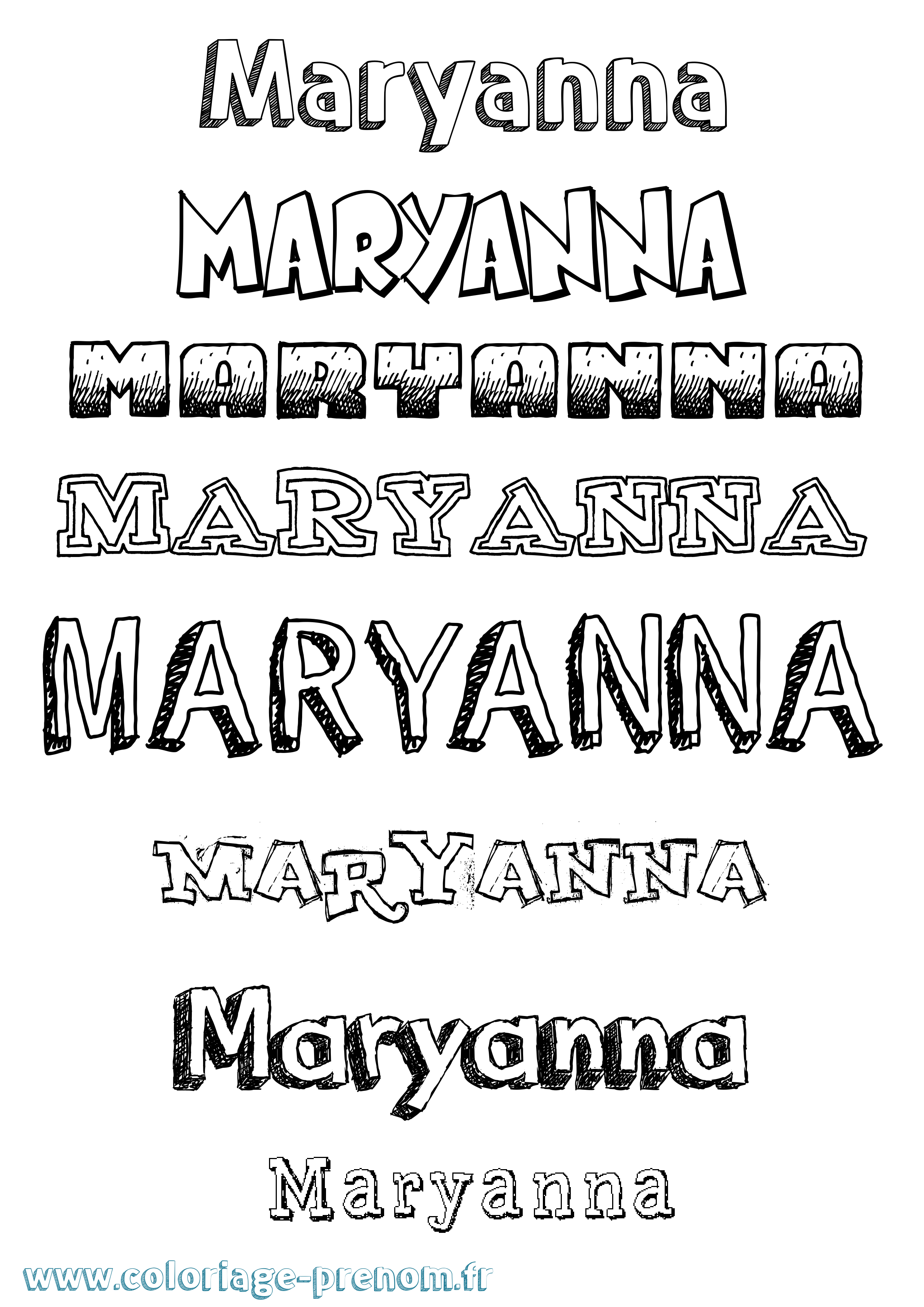 Coloriage Maryanna Dessiné Coloriage prénom Maryanna Dessiné