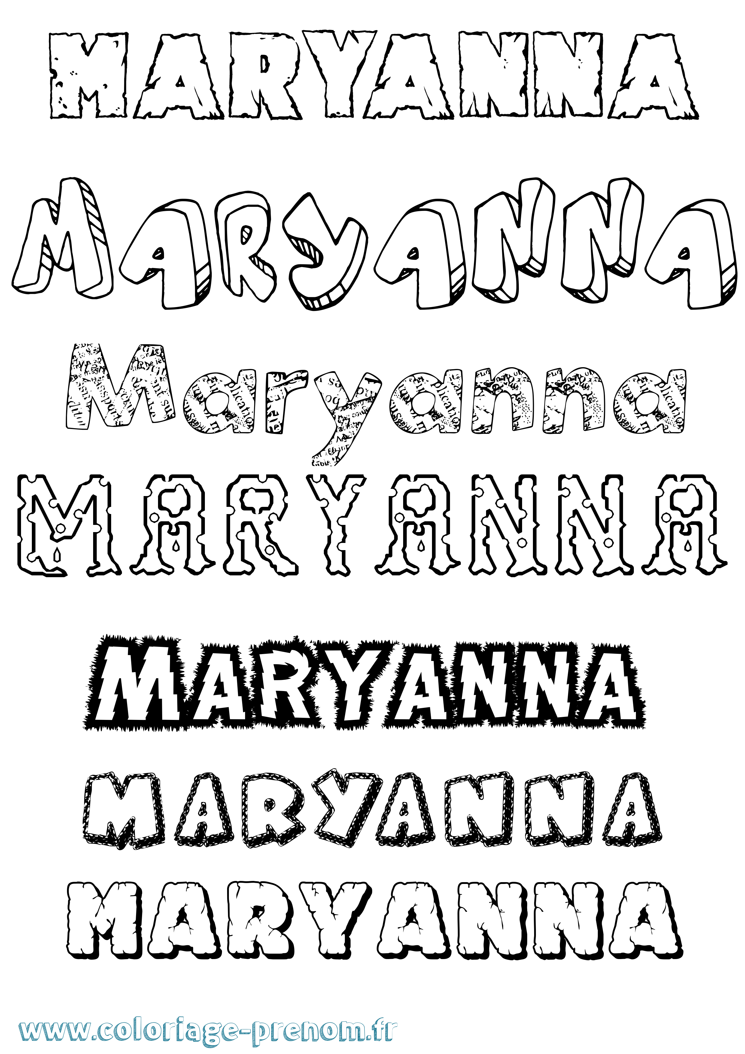 Coloriage Maryanna Destructuré Coloriage prénom Maryanna Destructuré