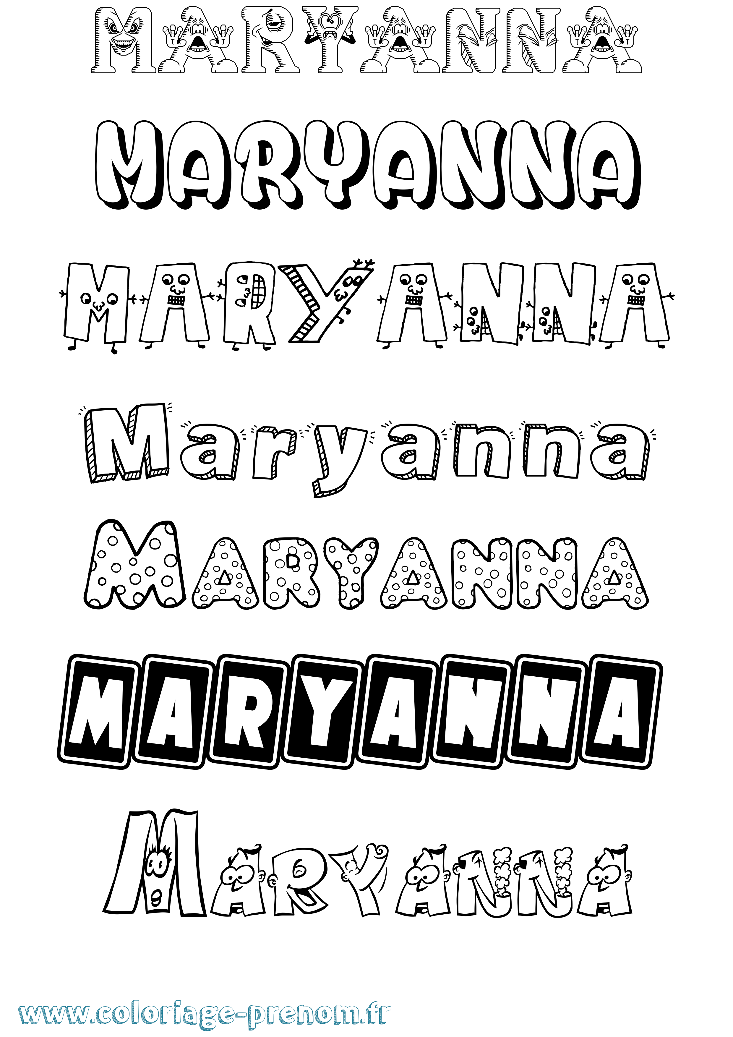 Coloriage Maryanna Fun Coloriage prénom Maryanna Fun