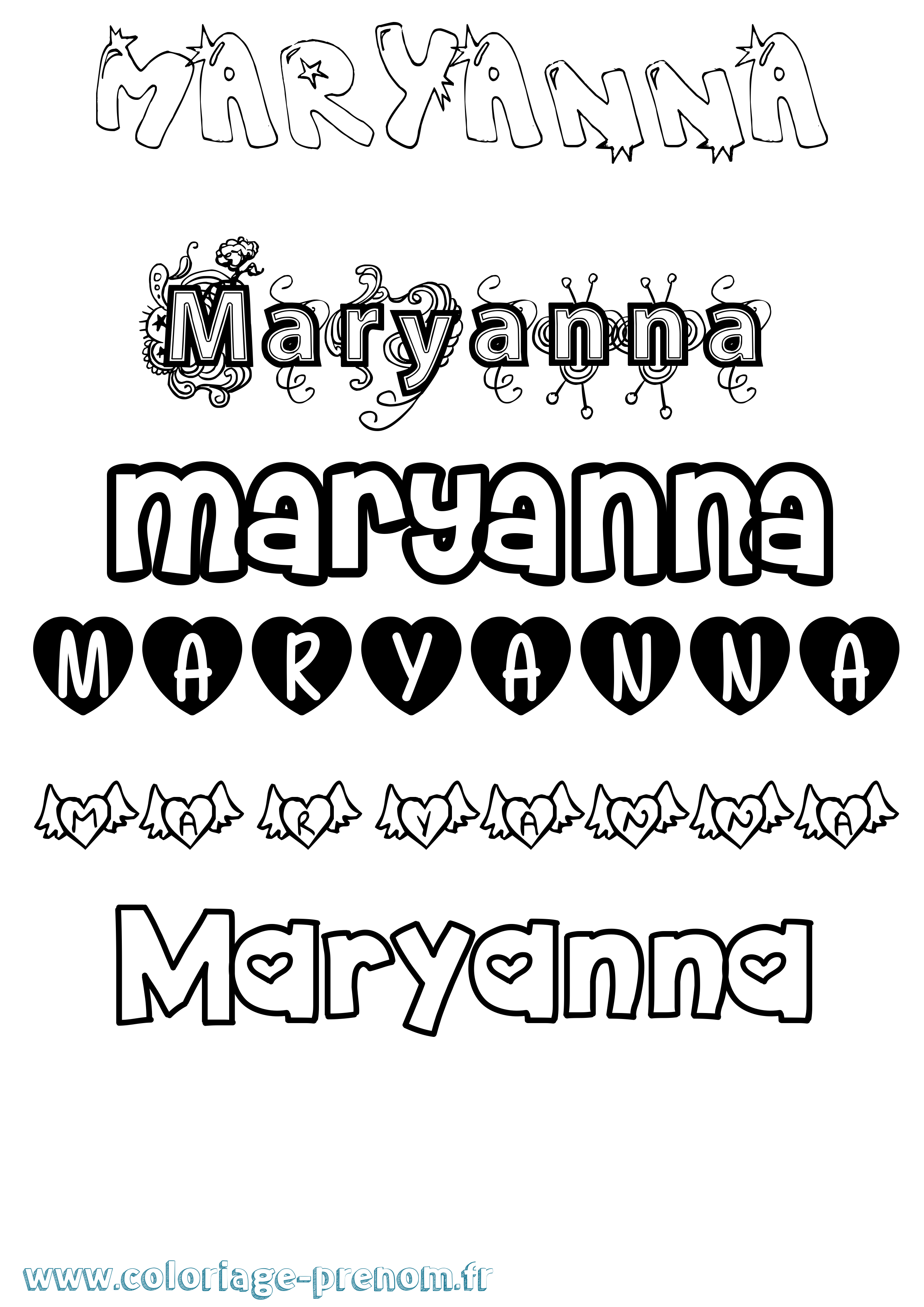 Coloriage Maryanna Girly Coloriage prénom Maryanna Girly