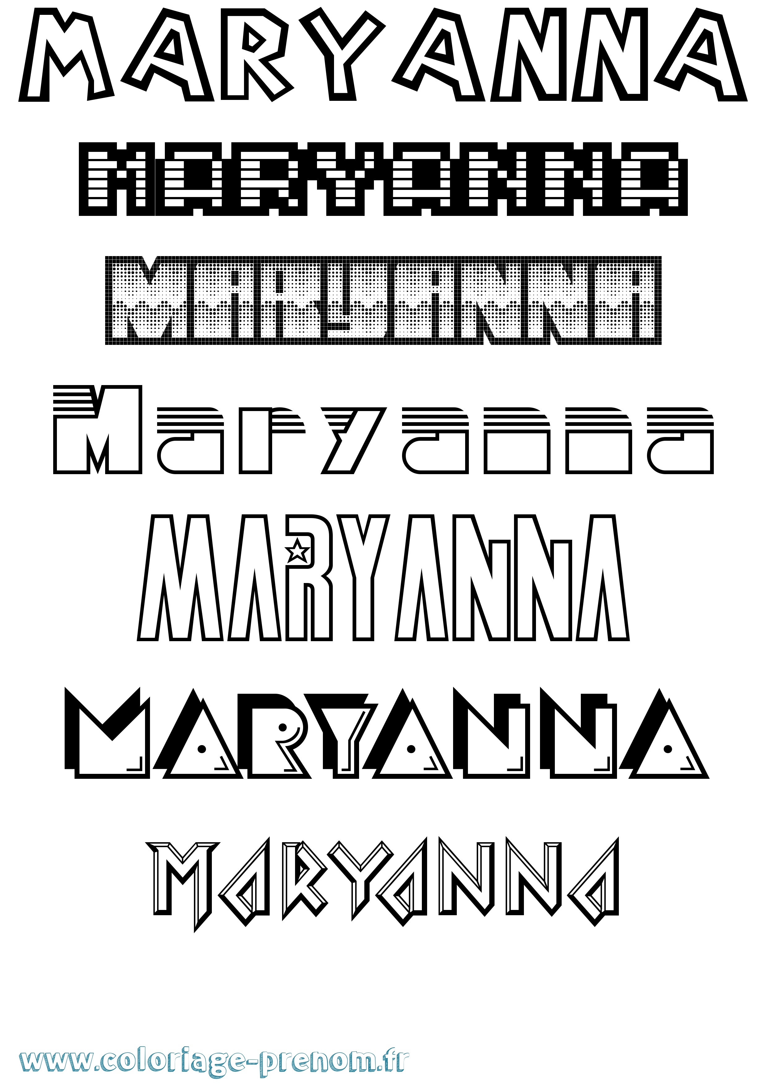 Coloriage Maryanna Jeux Vidéos Coloriage prénom Maryanna Jeux Vidéos
