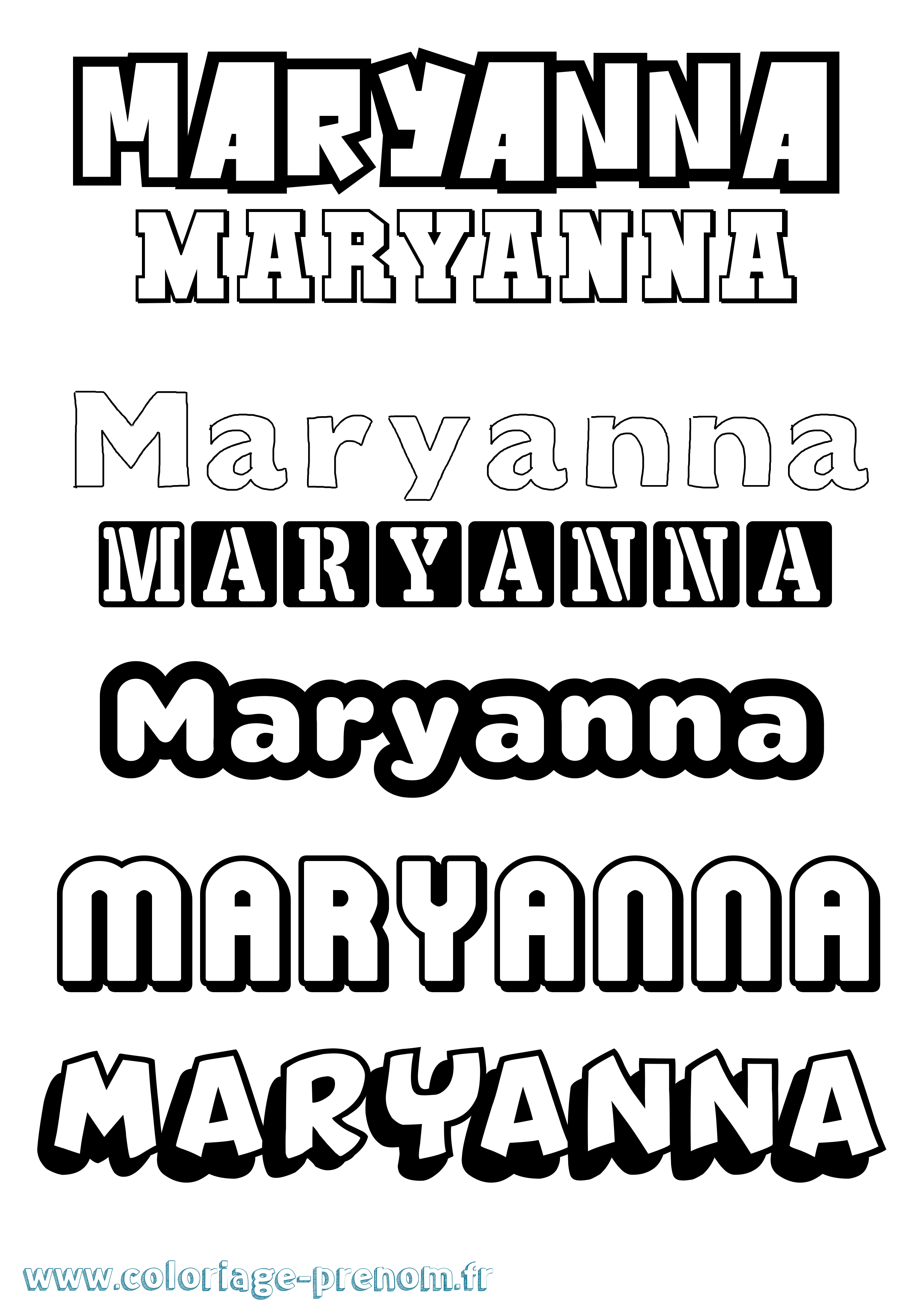 Coloriage Maryanna Simple Coloriage prénom Maryanna Simple