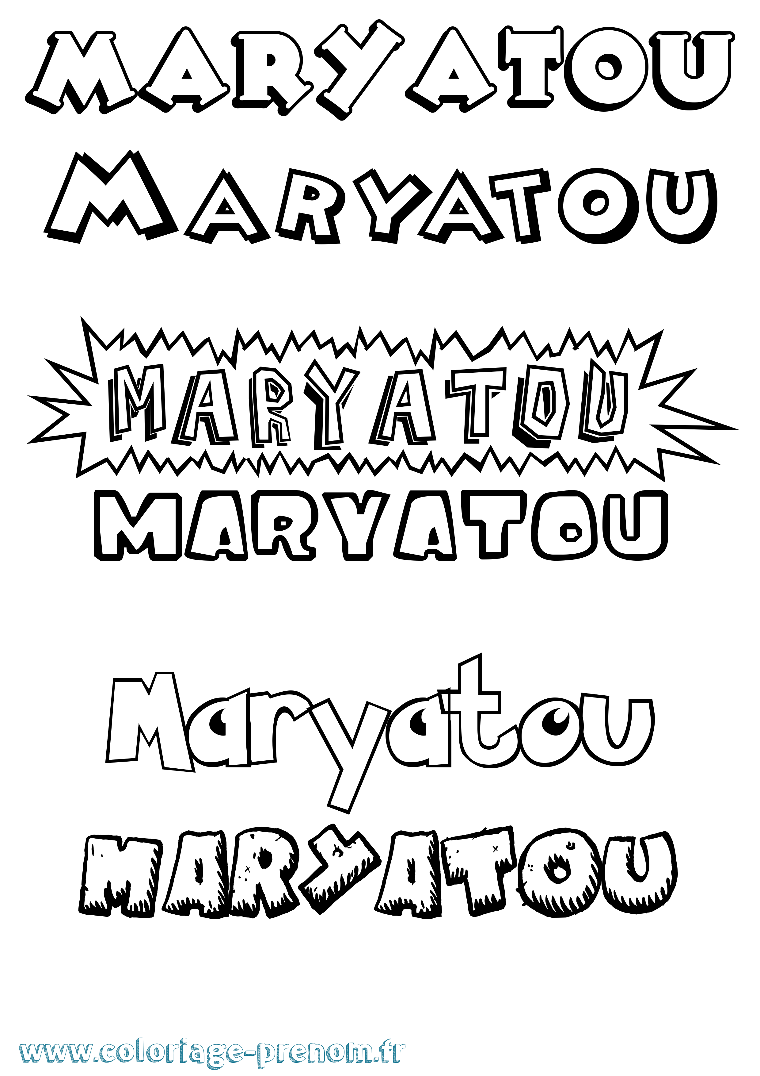 Coloriage Maryatou Dessin Animé Coloriage prénom Maryatou Dessin Animé