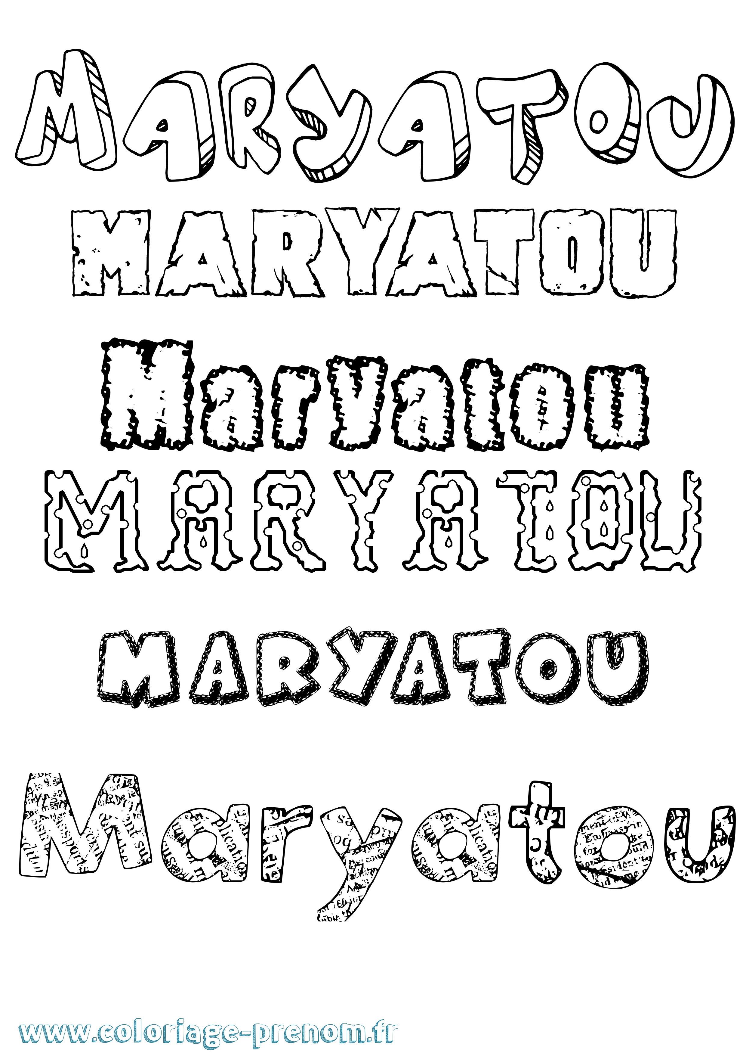 Coloriage Maryatou Destructuré Coloriage prénom Maryatou Destructuré