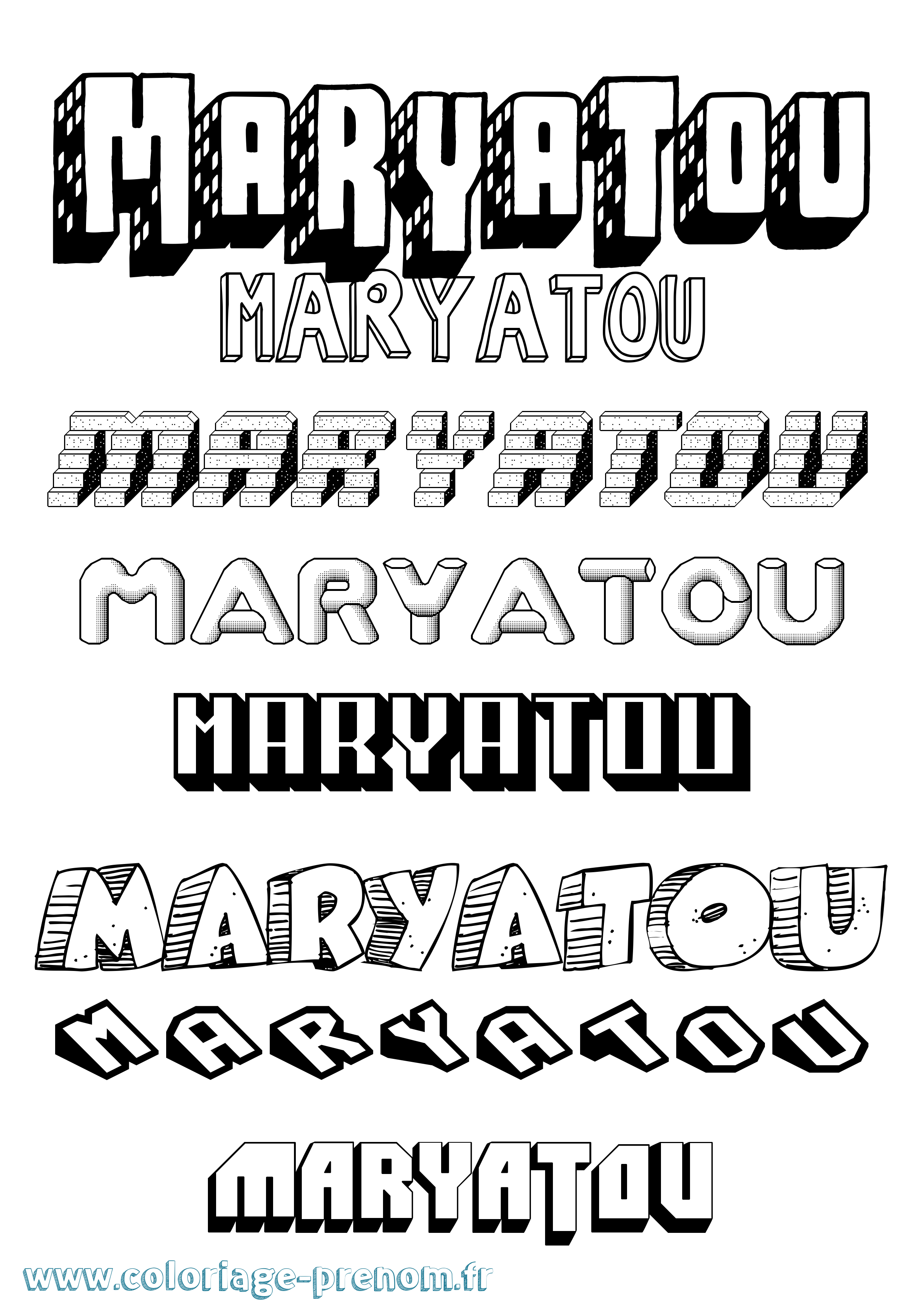 Coloriage Maryatou Effet 3D Coloriage prénom Maryatou Effet 3D