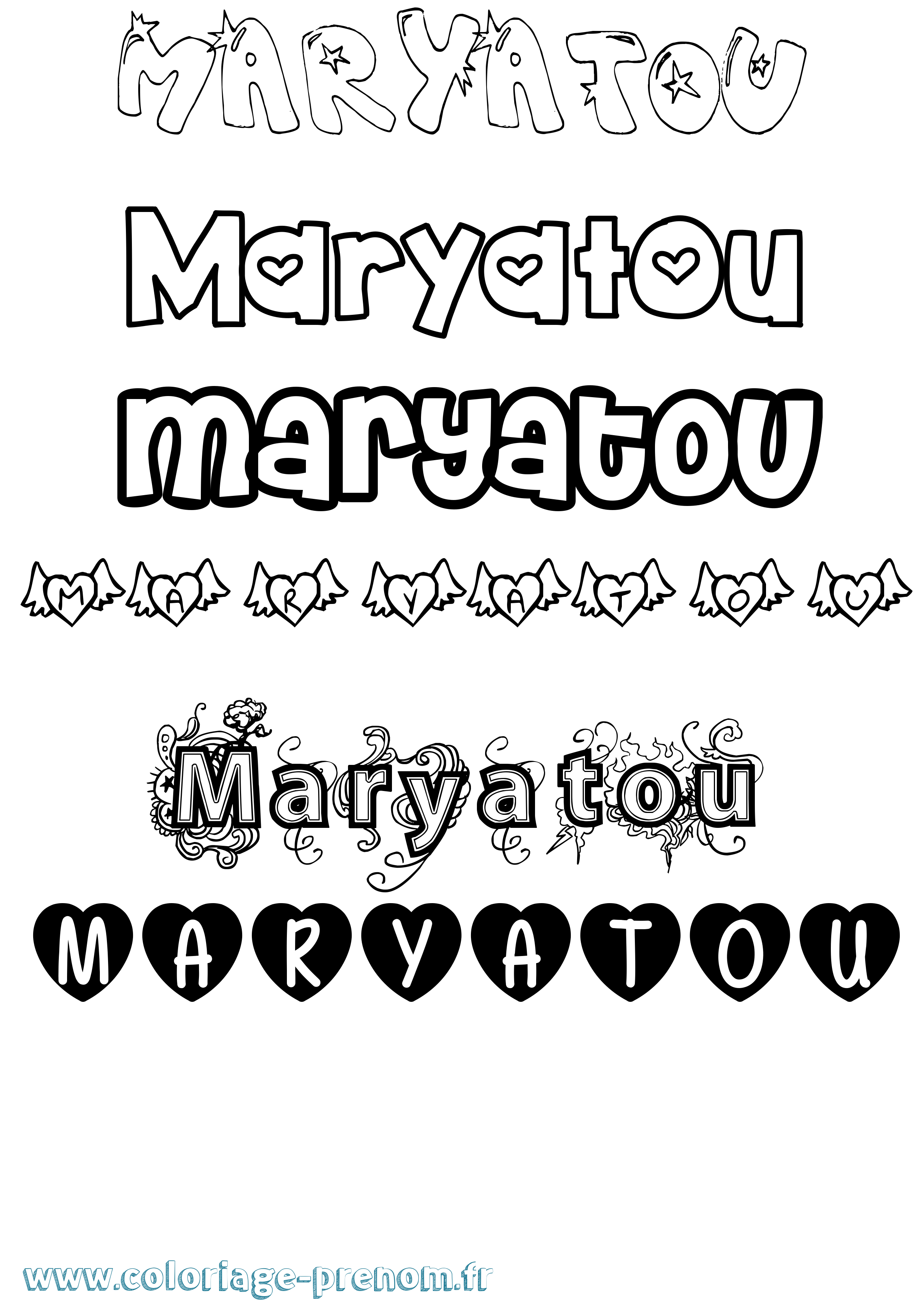 Coloriage Maryatou Girly Coloriage prénom Maryatou Girly