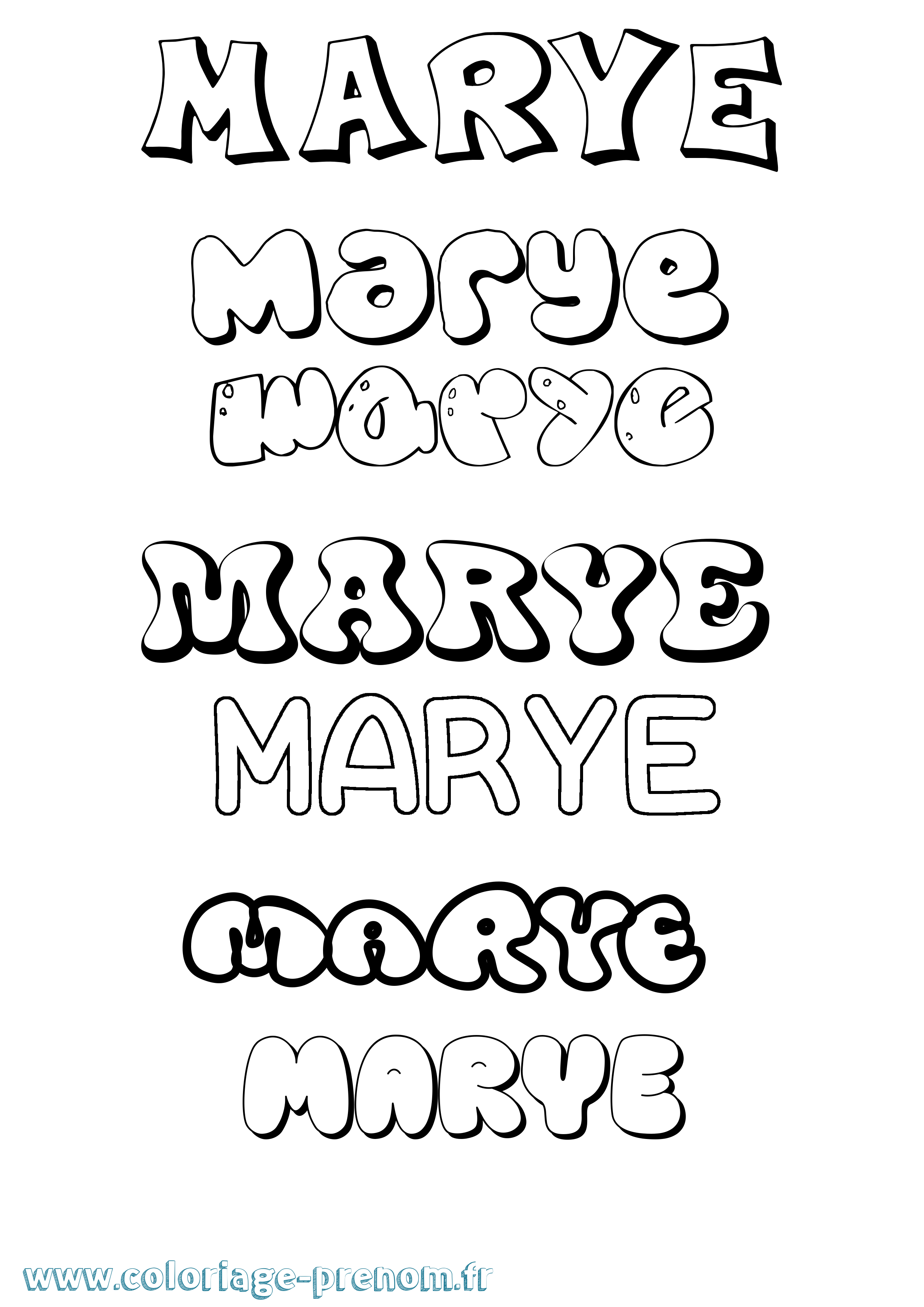 Coloriage Marye Bubble Coloriage prénom Marye Bubble