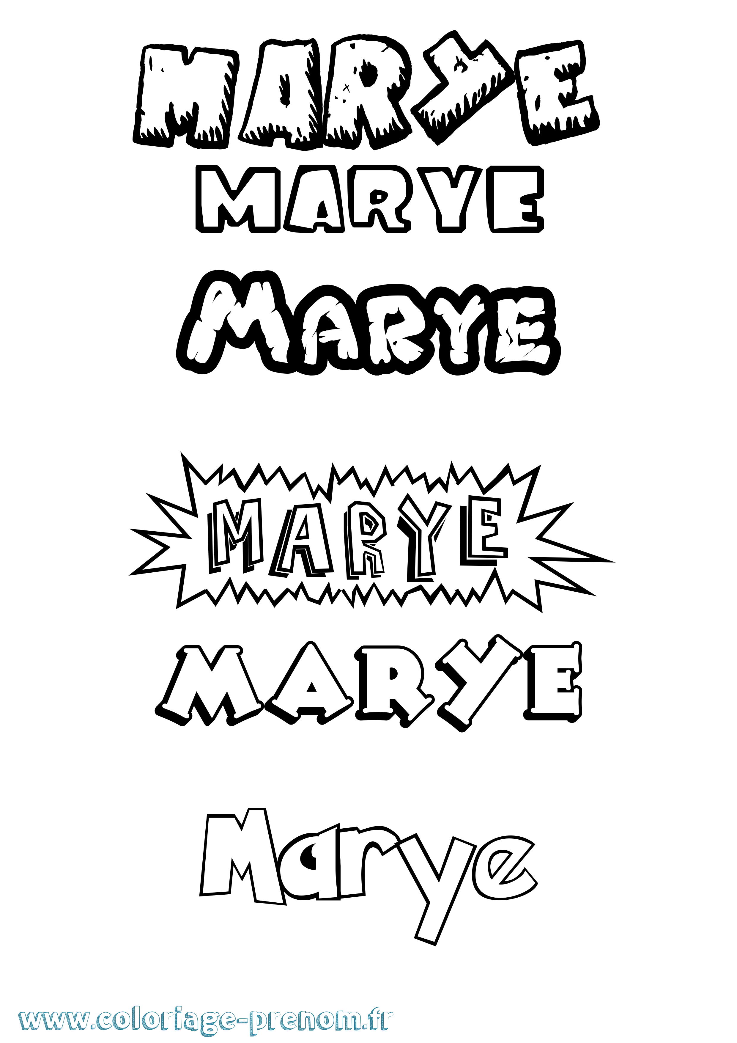 Coloriage Marye Dessin Animé Coloriage prénom Marye Dessin Animé