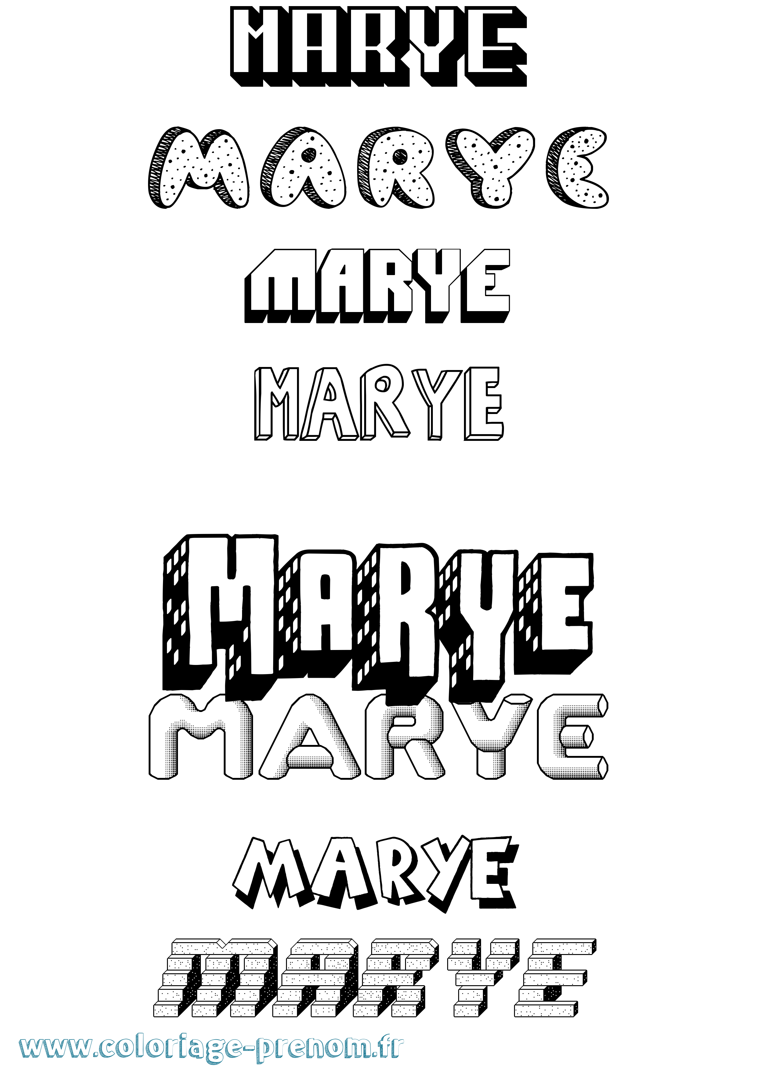 Coloriage Marye Effet 3D Coloriage prénom Marye Effet 3D