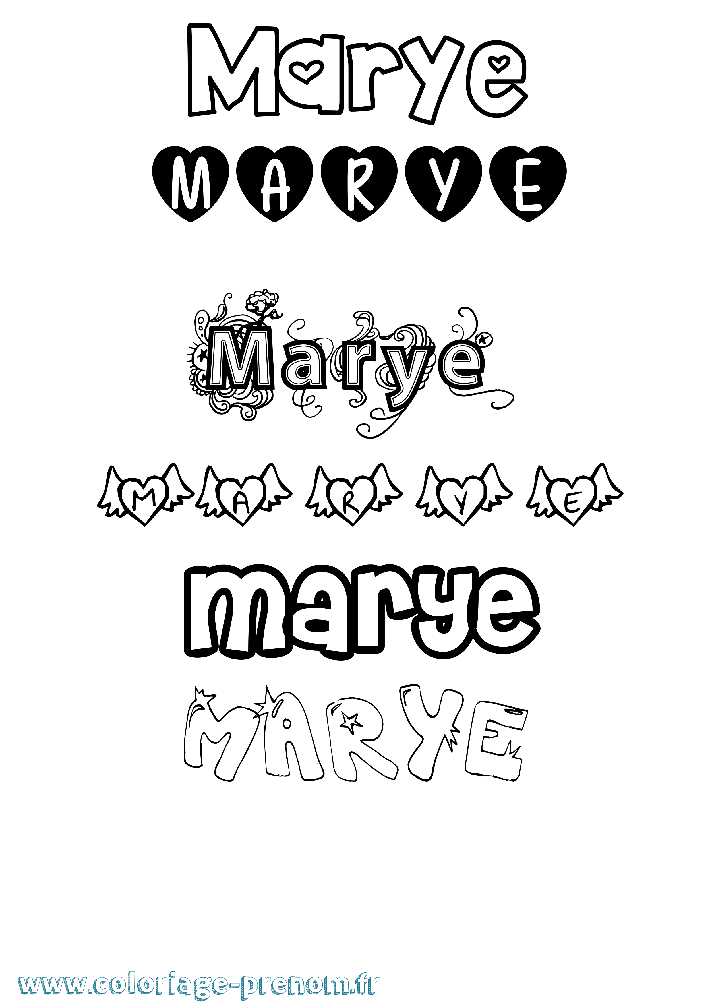 Coloriage Marye Girly Coloriage prénom Marye Girly