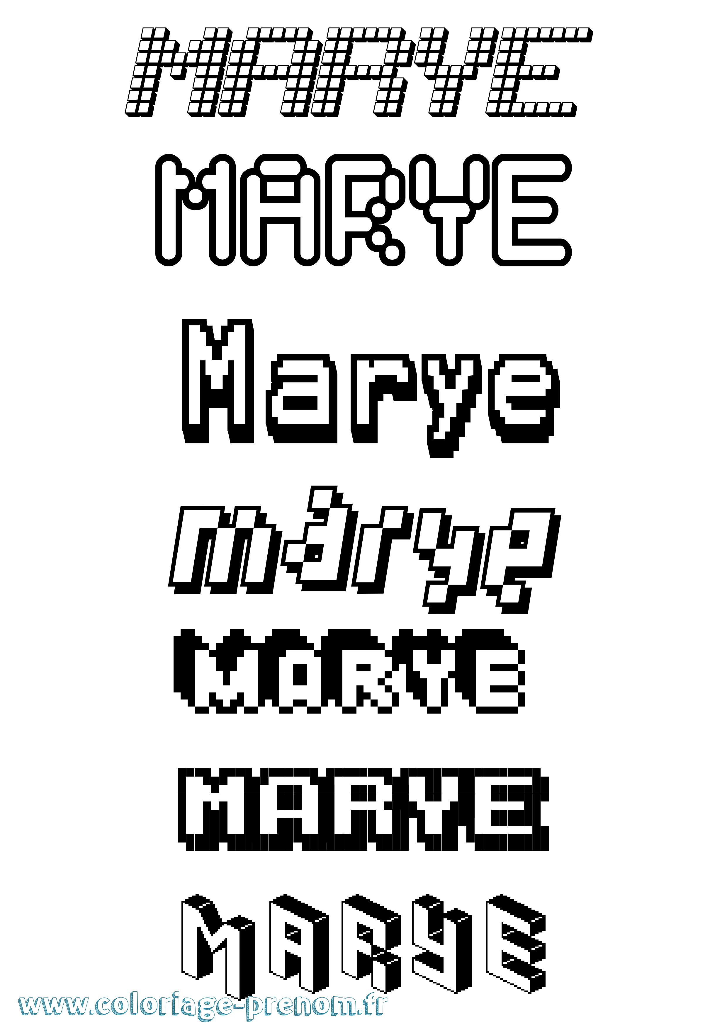 Coloriage Marye Pixel Coloriage prénom Marye Pixel