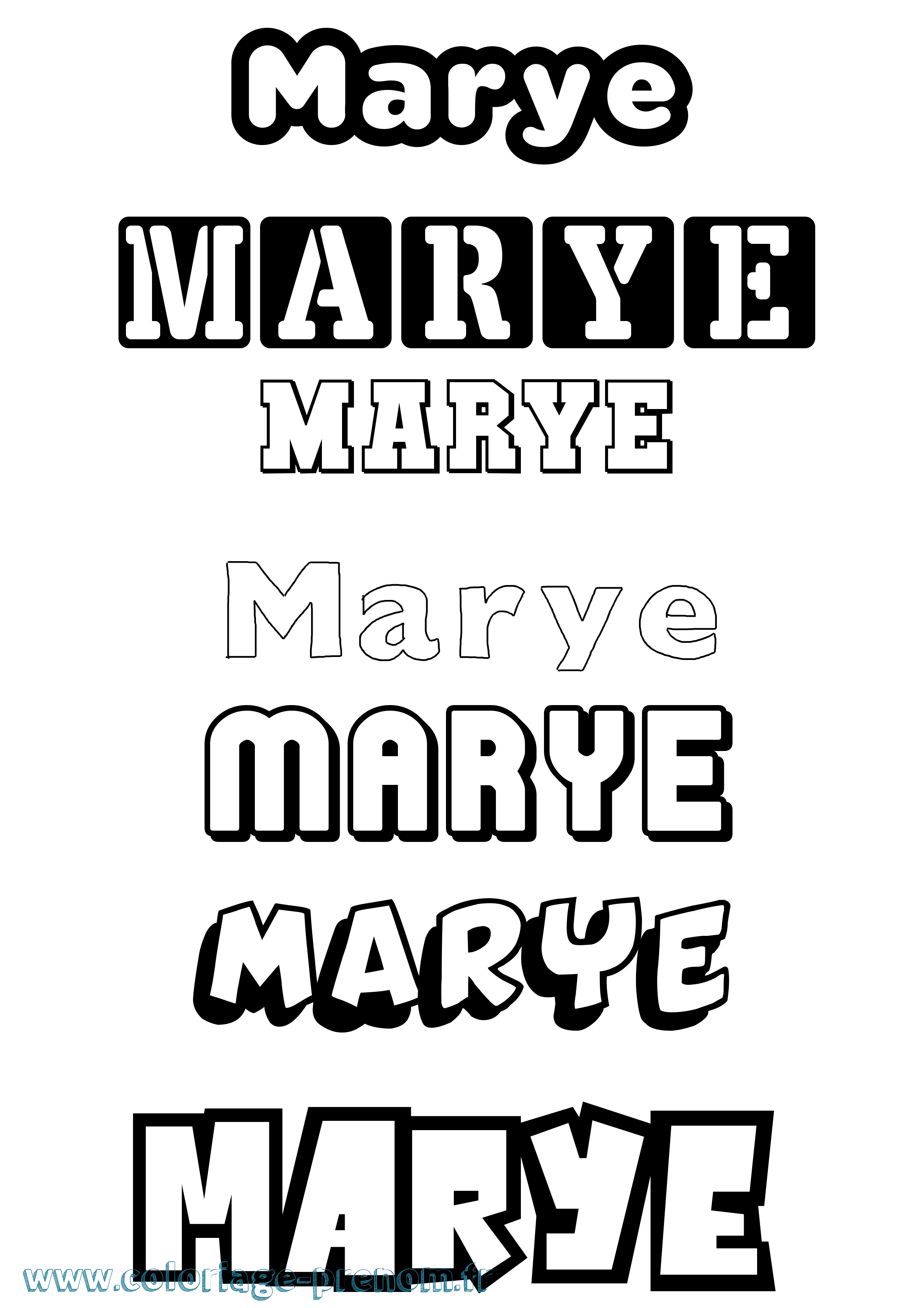 Coloriage Marye Simple Coloriage prénom Marye Simple