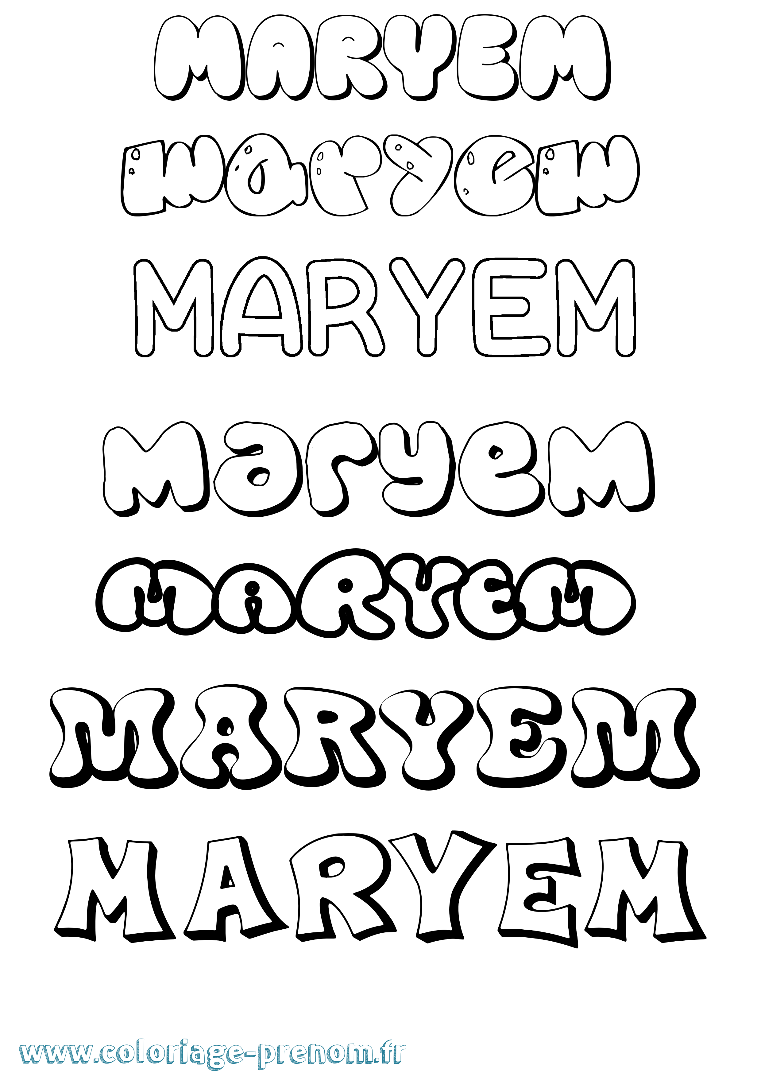 Coloriage Maryem Bubble Coloriage prénom Maryem Bubble