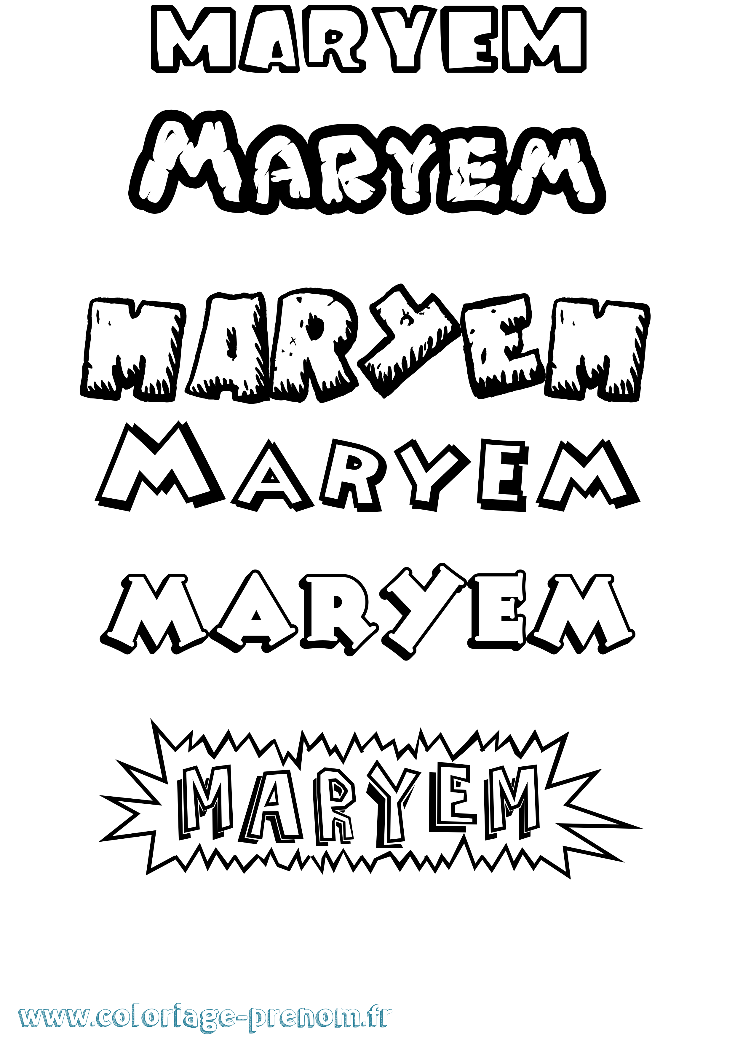 Coloriage Maryem Dessin Animé Coloriage prénom Maryem Dessin Animé