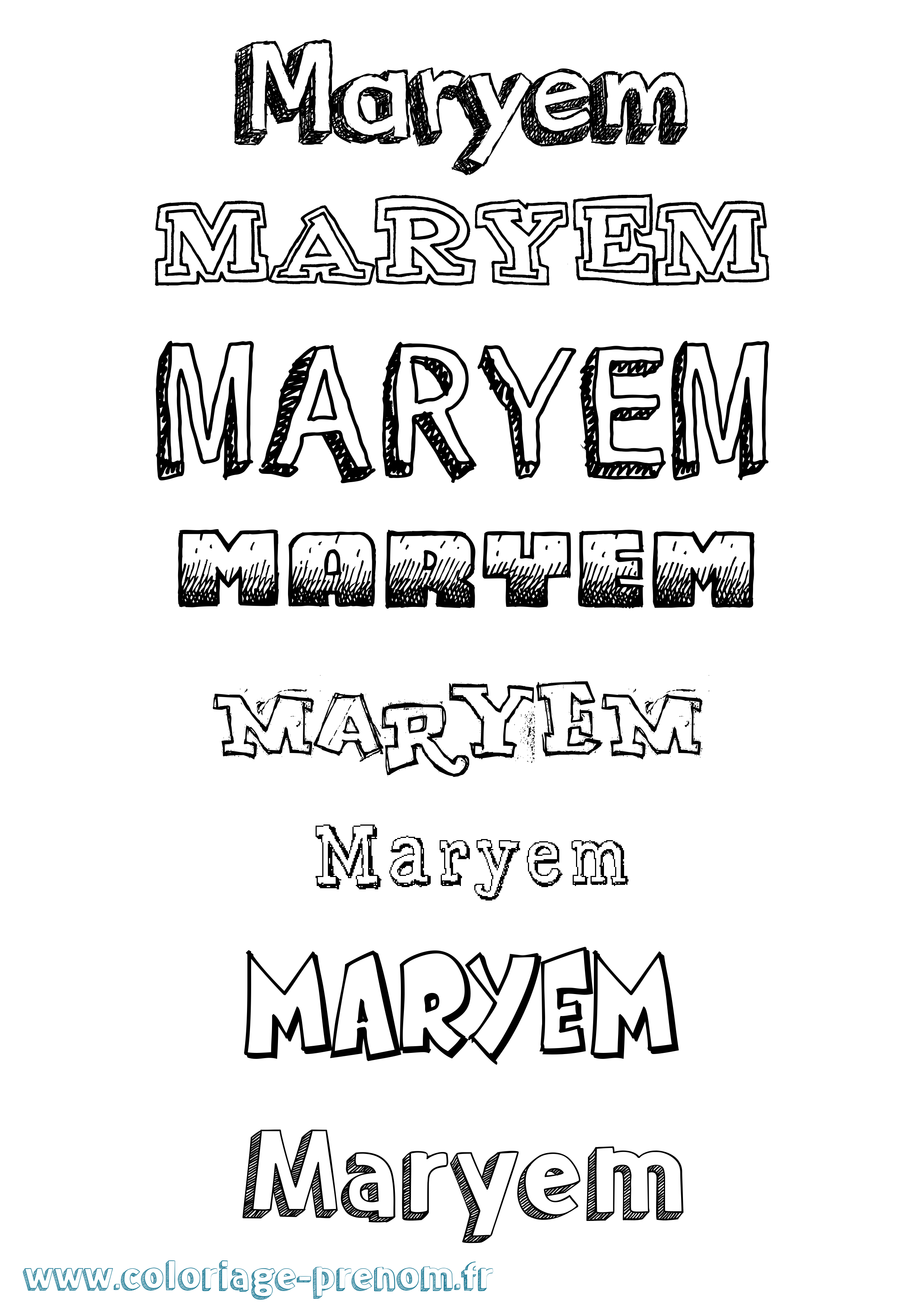 Coloriage Maryem Dessiné Coloriage prénom Maryem Dessiné
