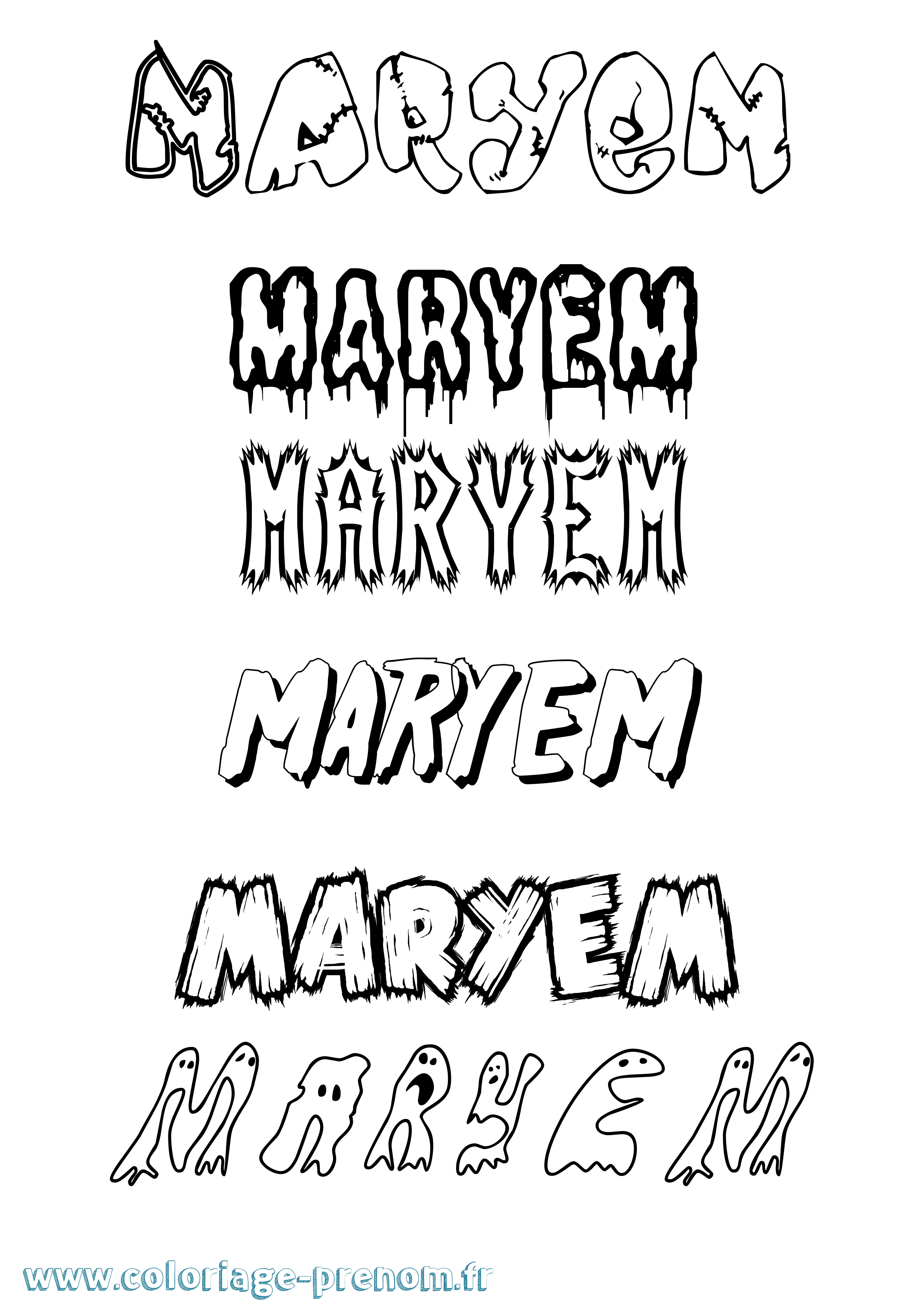Coloriage Maryem Frisson Coloriage prénom Maryem Frisson