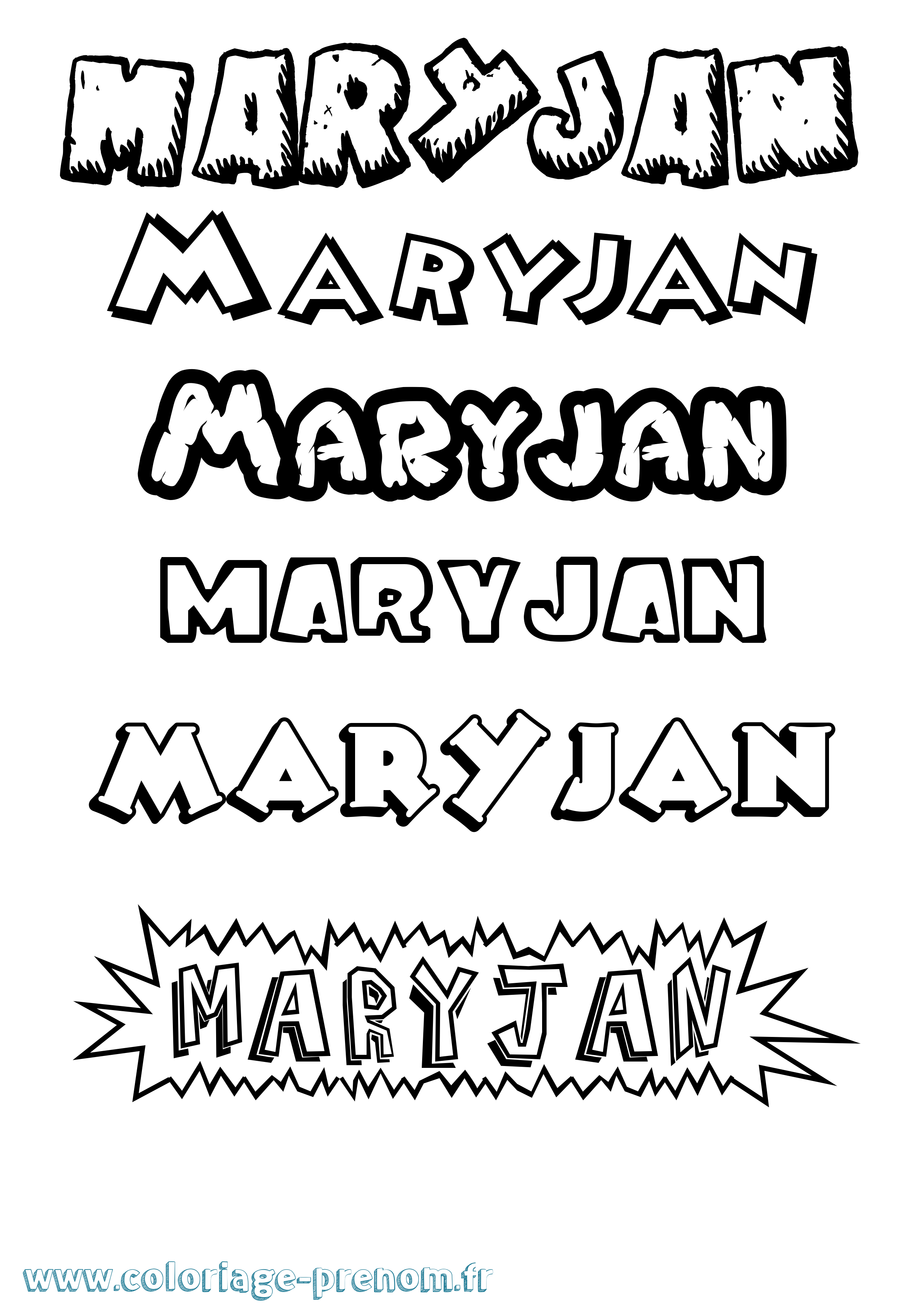 Coloriage Maryjan Dessin Animé Coloriage prénom Maryjan Dessin Animé