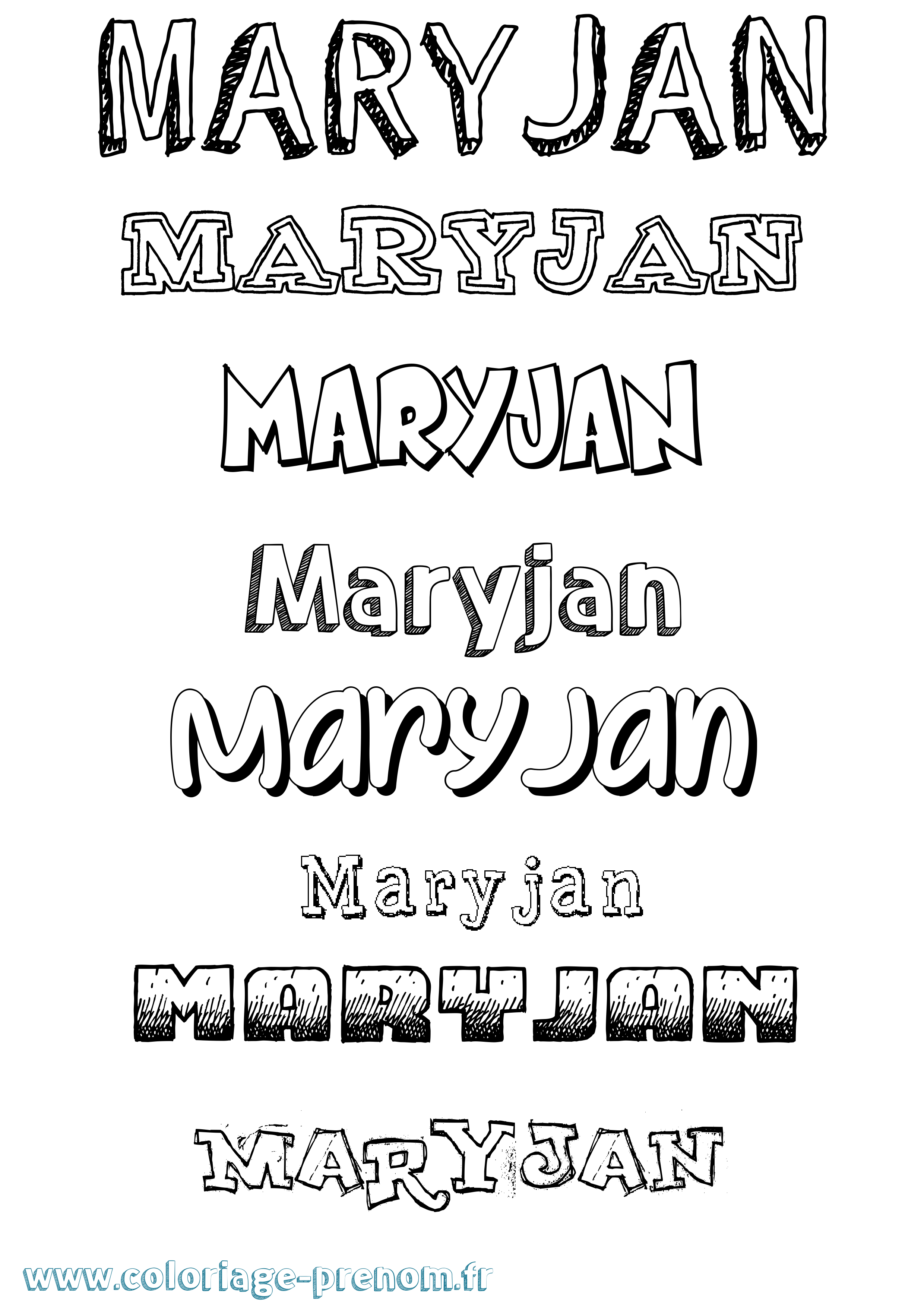 Coloriage Maryjan Dessiné Coloriage prénom Maryjan Dessiné