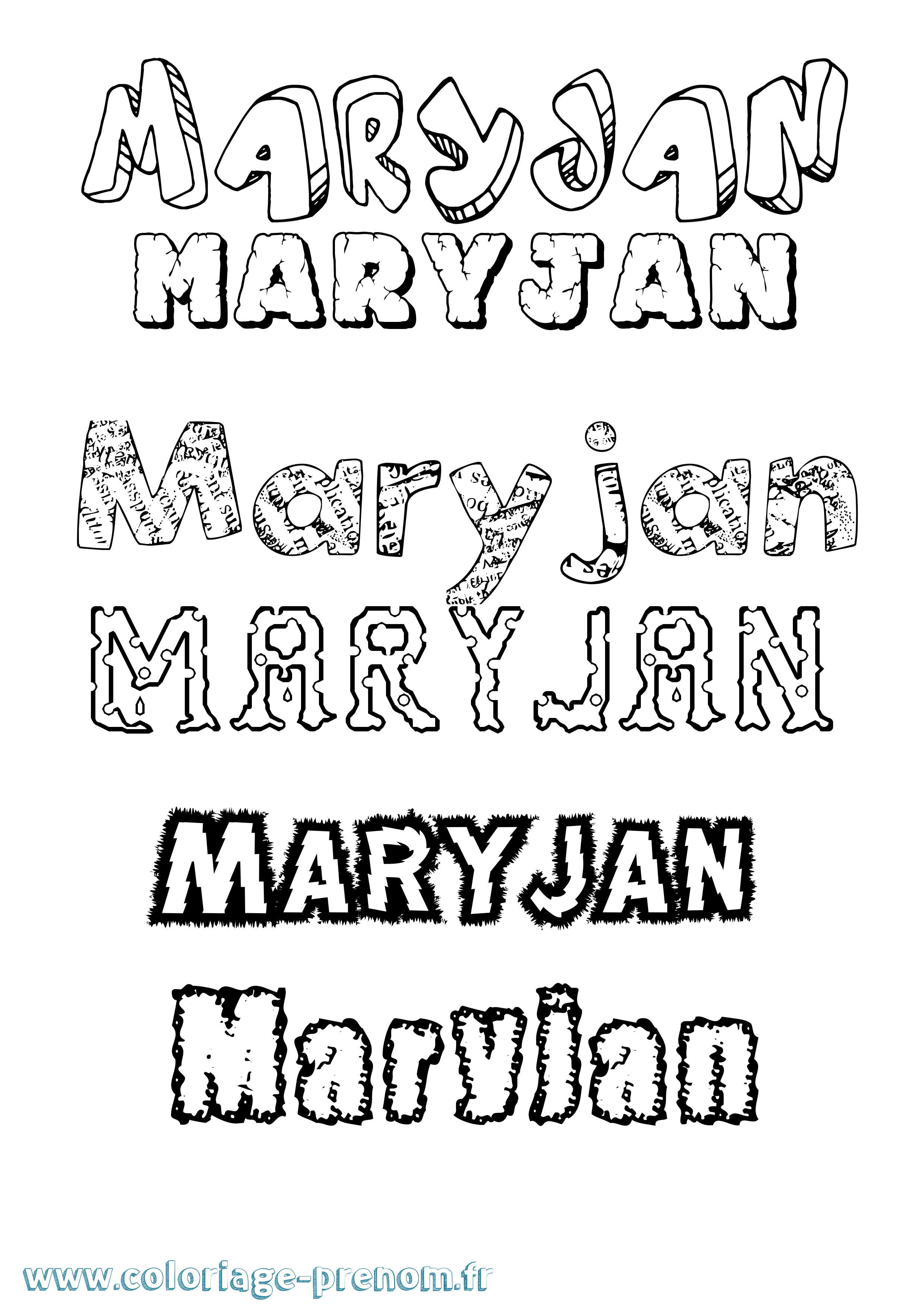 Coloriage Maryjan Destructuré Coloriage prénom Maryjan Destructuré