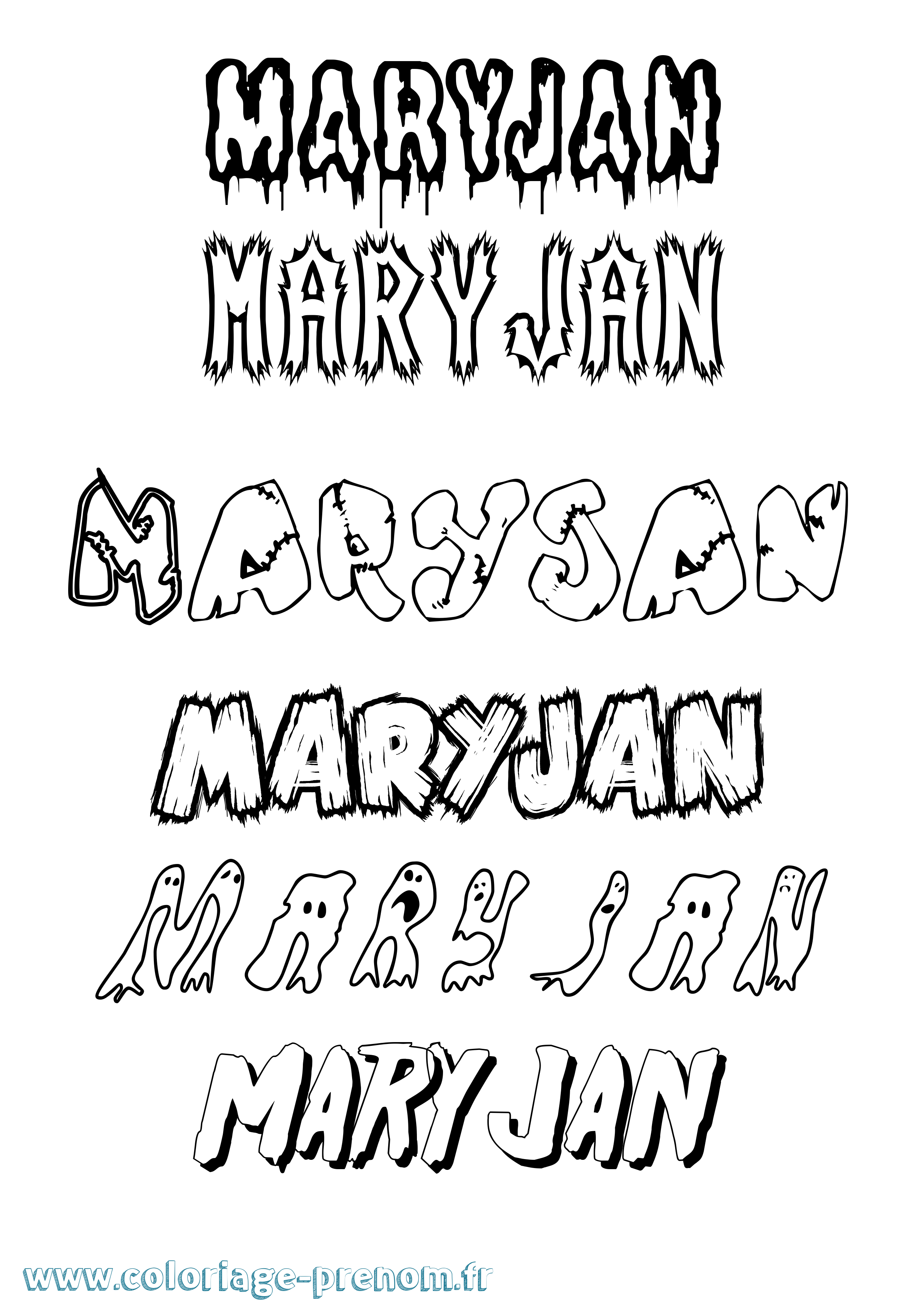 Coloriage Maryjan Frisson Coloriage prénom Maryjan Frisson