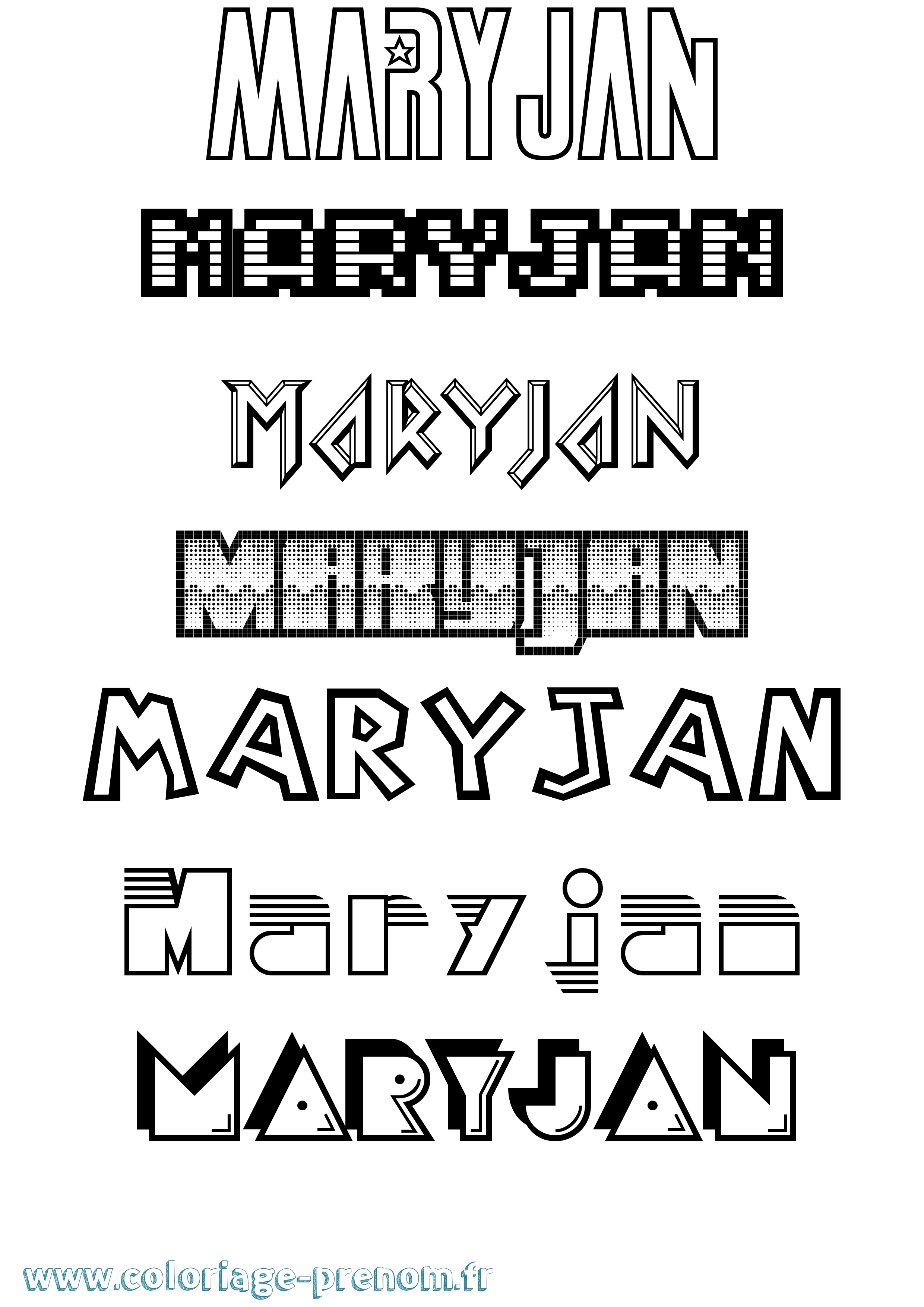 Coloriage Maryjan Jeux Vidéos Coloriage prénom Maryjan Jeux Vidéos