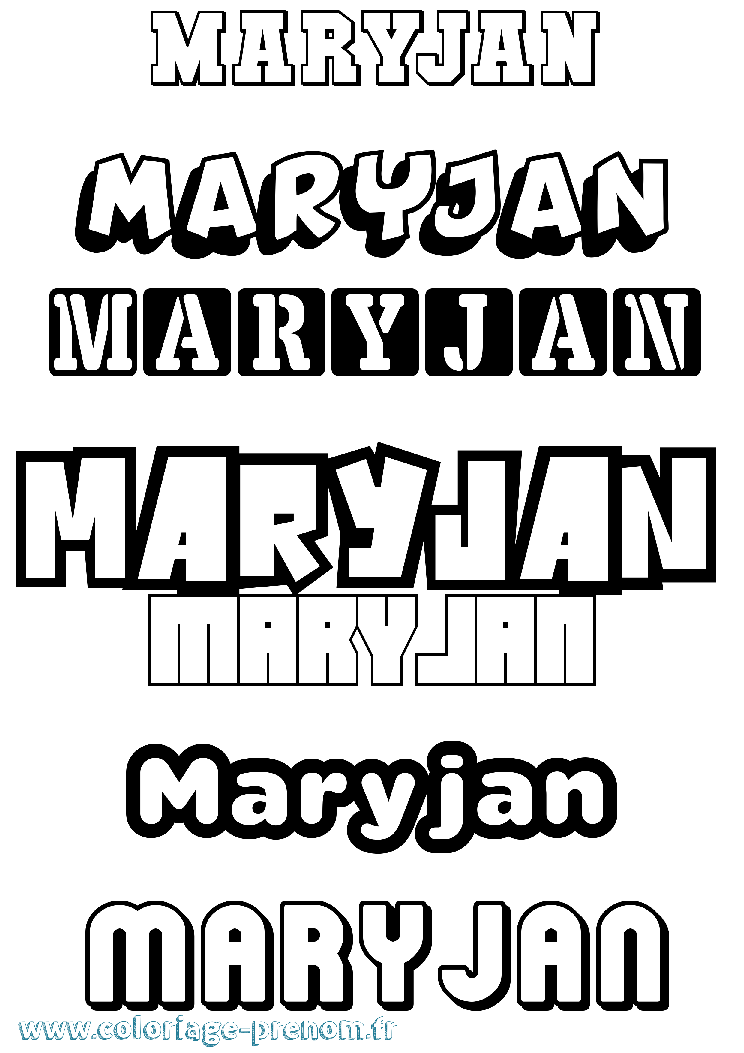Coloriage Maryjan Simple Coloriage prénom Maryjan Simple